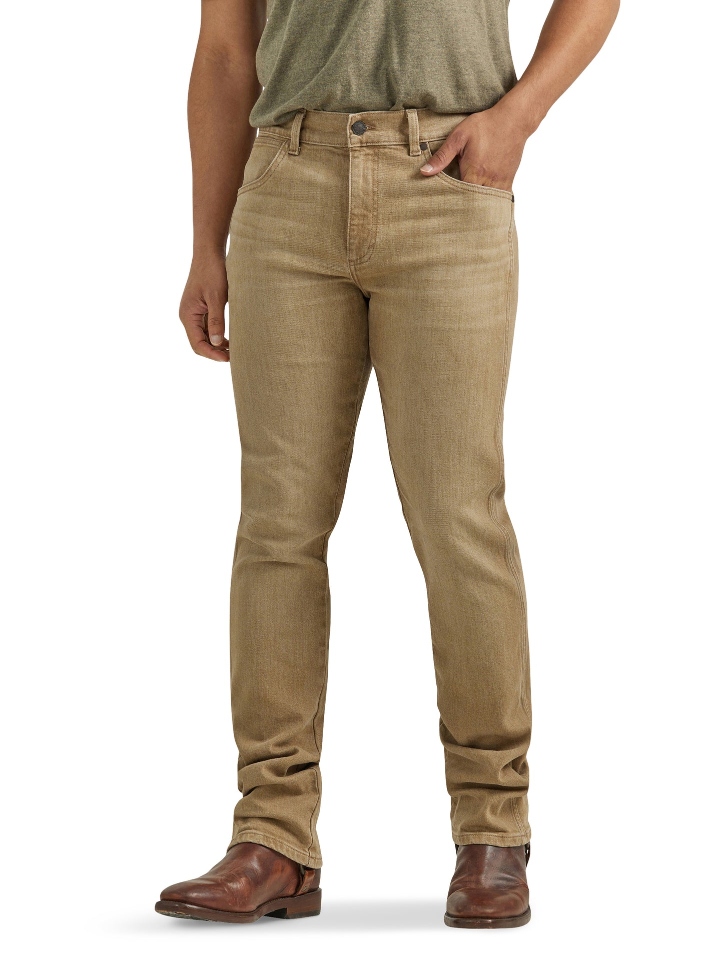 Color Wash Retro Slim Straight Jean in Saddle