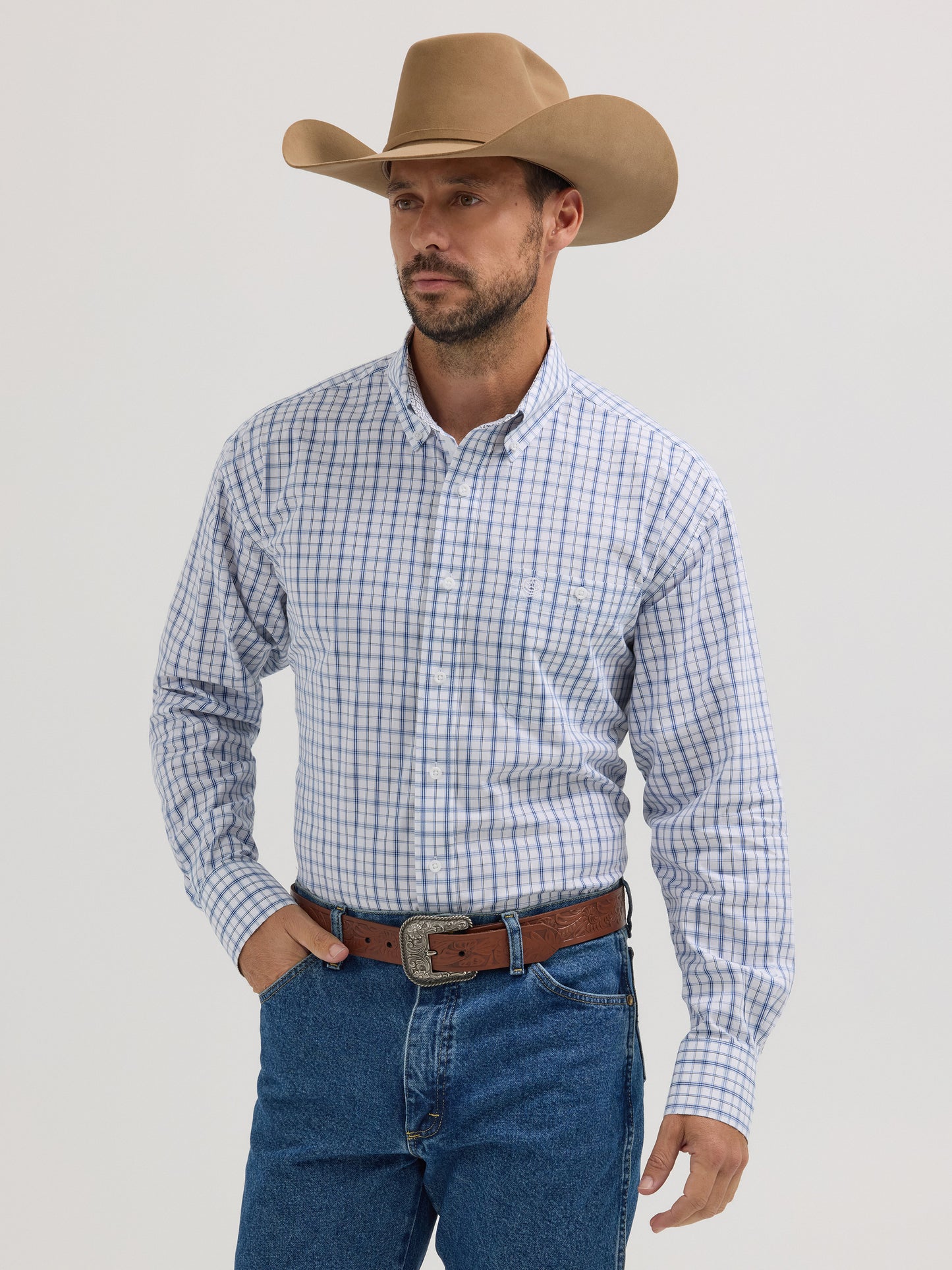 Wrangler George Strait Western Shirt - Navy Check