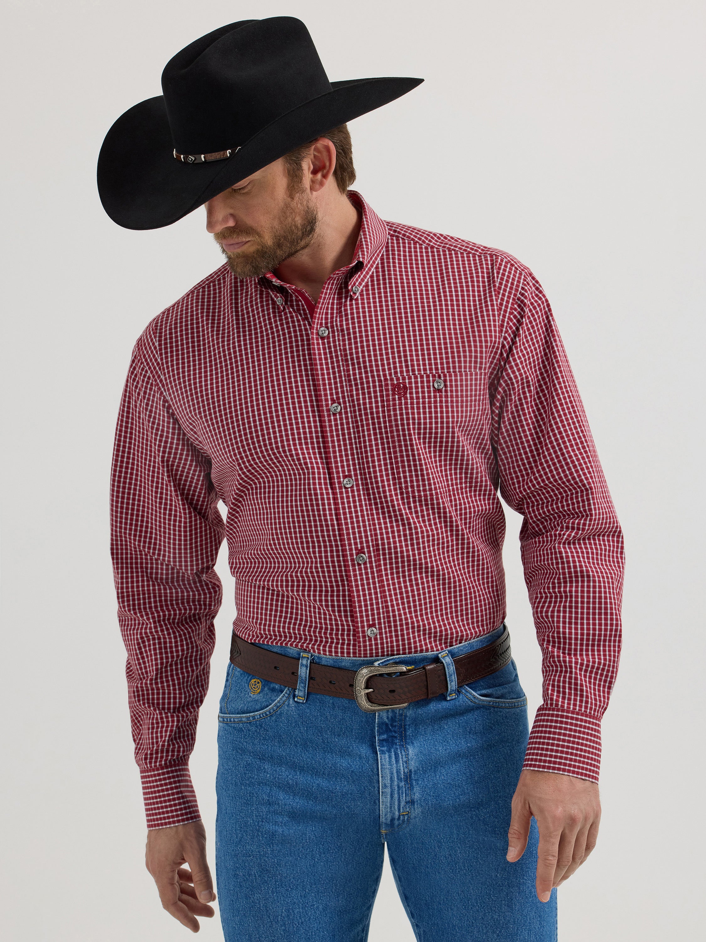 Wrangler George Strait Western Shirt - Red Plaid