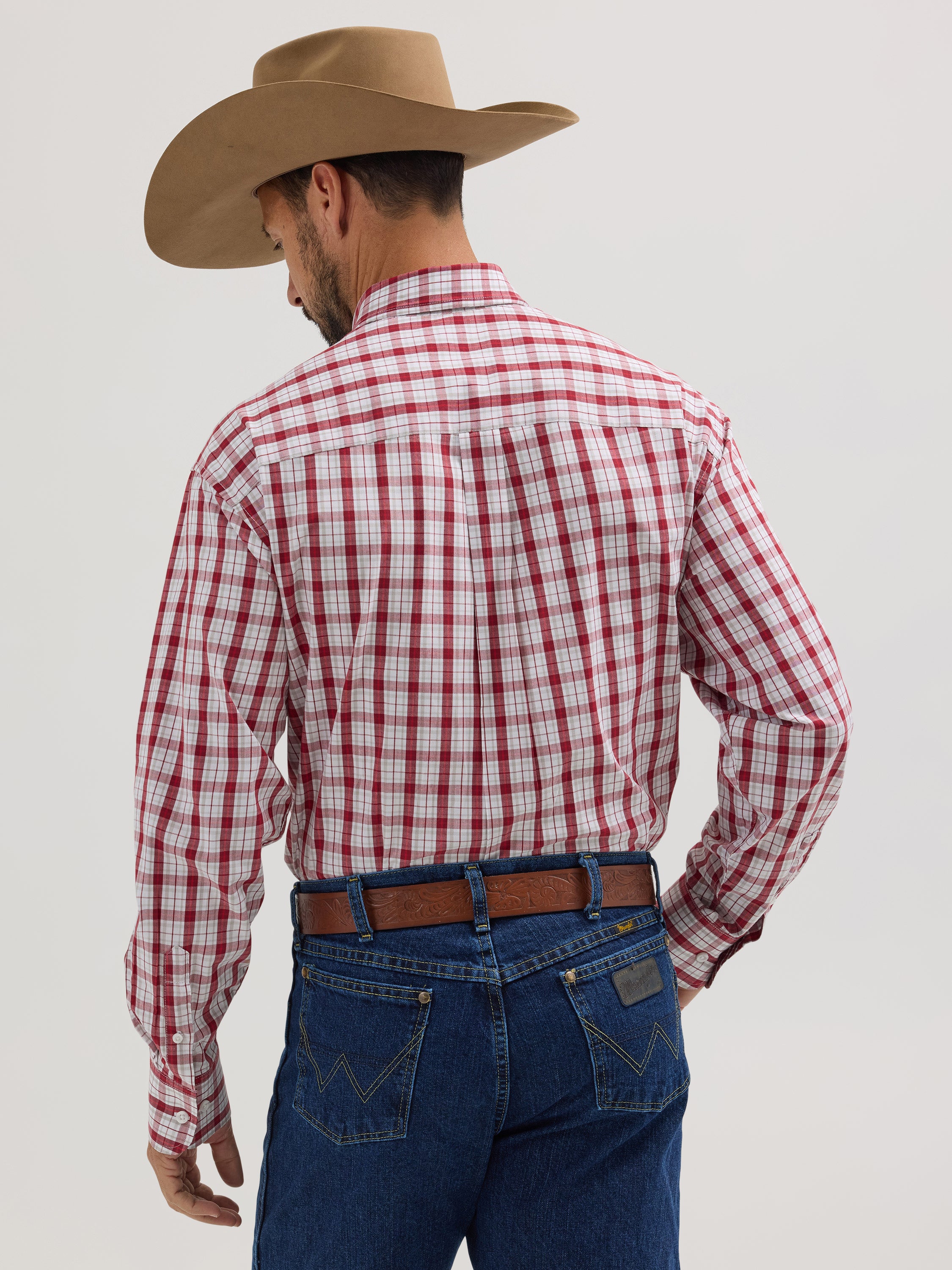 Wrangler George Strait Western Shirt - White/Red Plaid