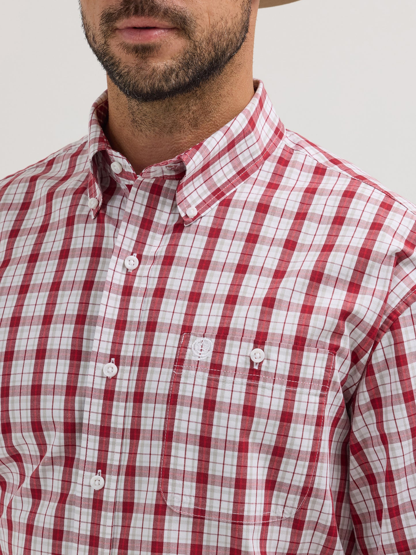 Wrangler George Strait Western Shirt - White/Red Plaid