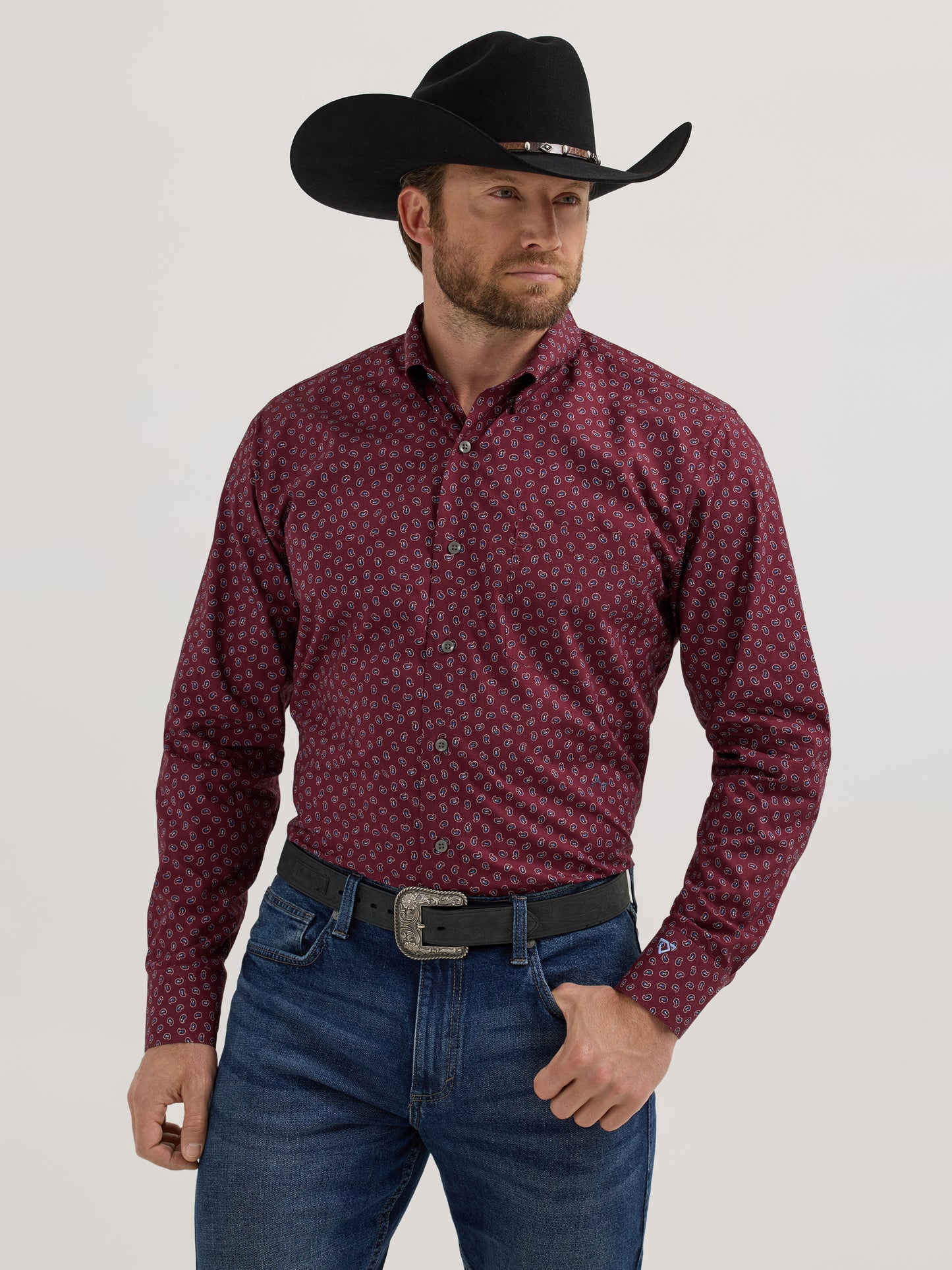 Wrangler Cody Johnson Western Shirt - Burgundy Print