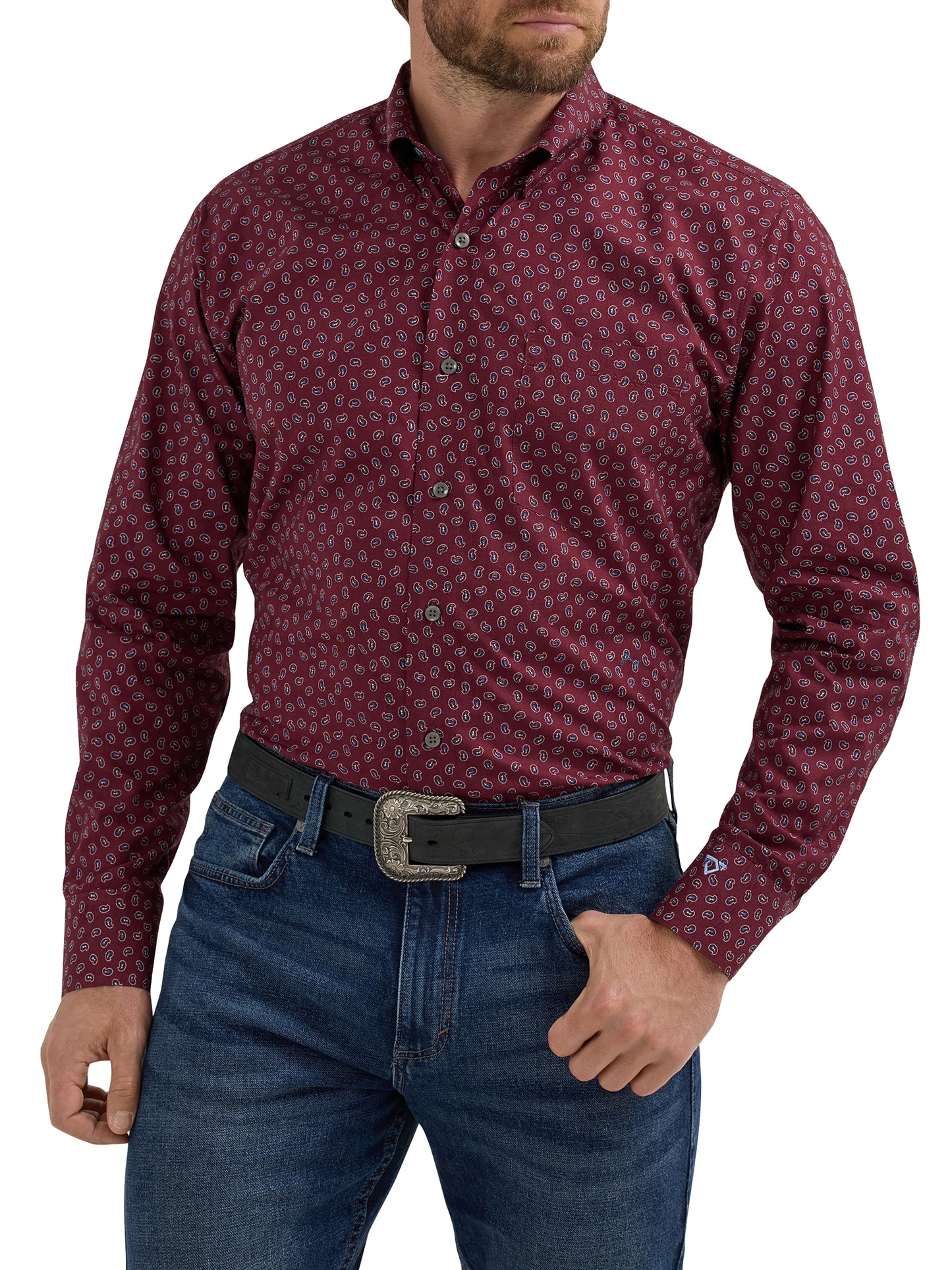 Wrangler Cody Johnson Western Shirt - Burgundy Print