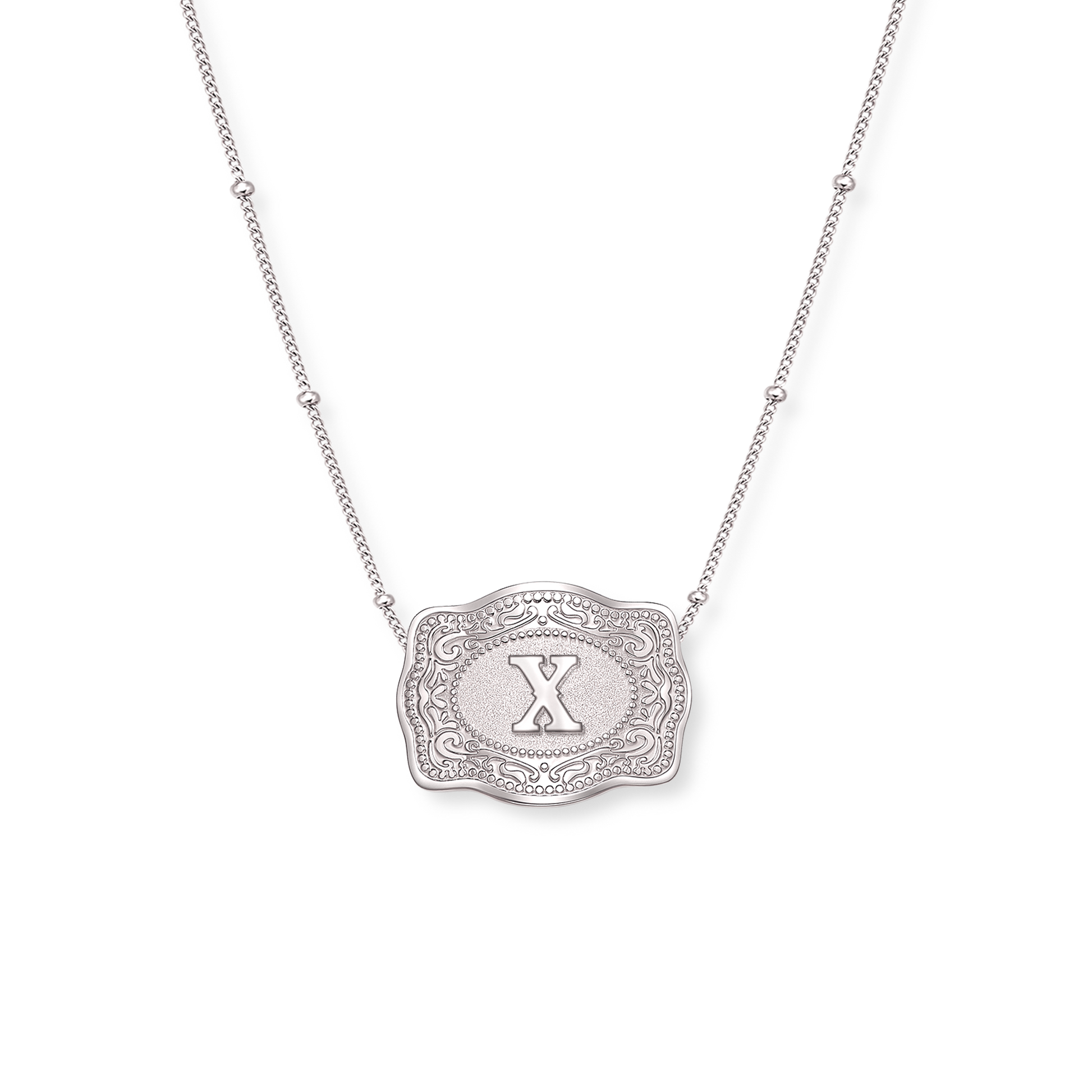 Mini Belt Buckle Initial Necklace