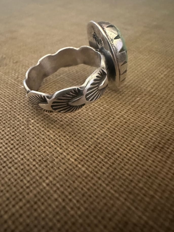 #8 Turquoise Ring Stamped Band