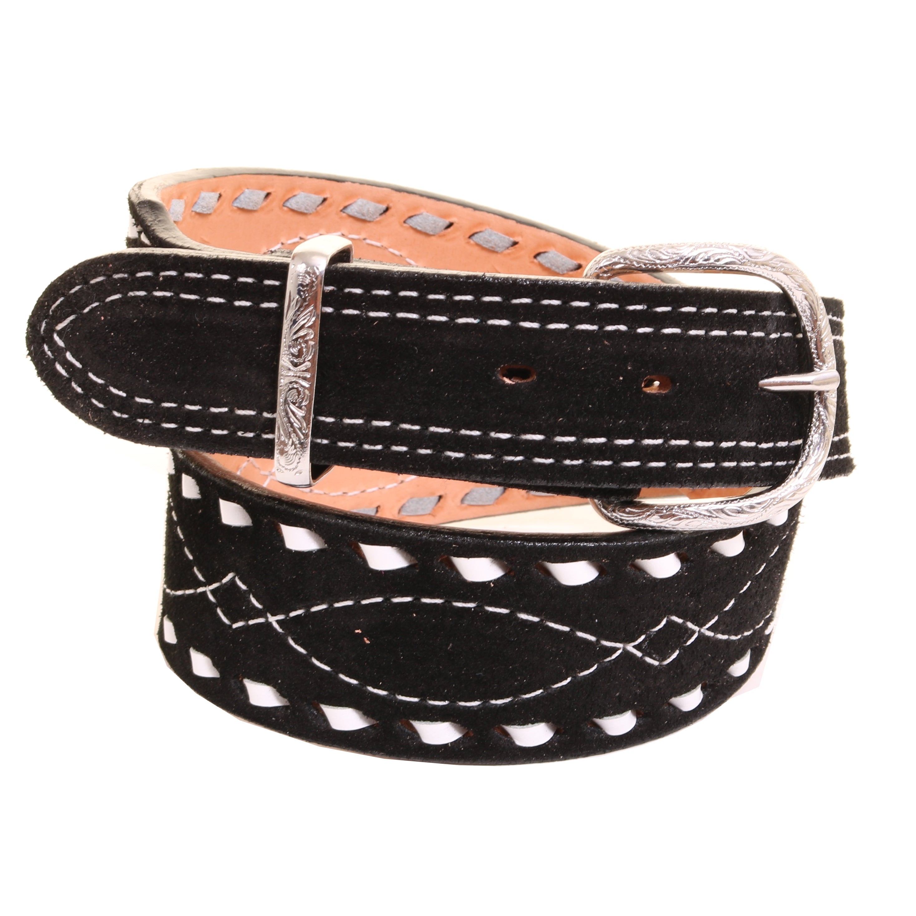 Black Suede Gunslinger Belt w/ Buckstitch
