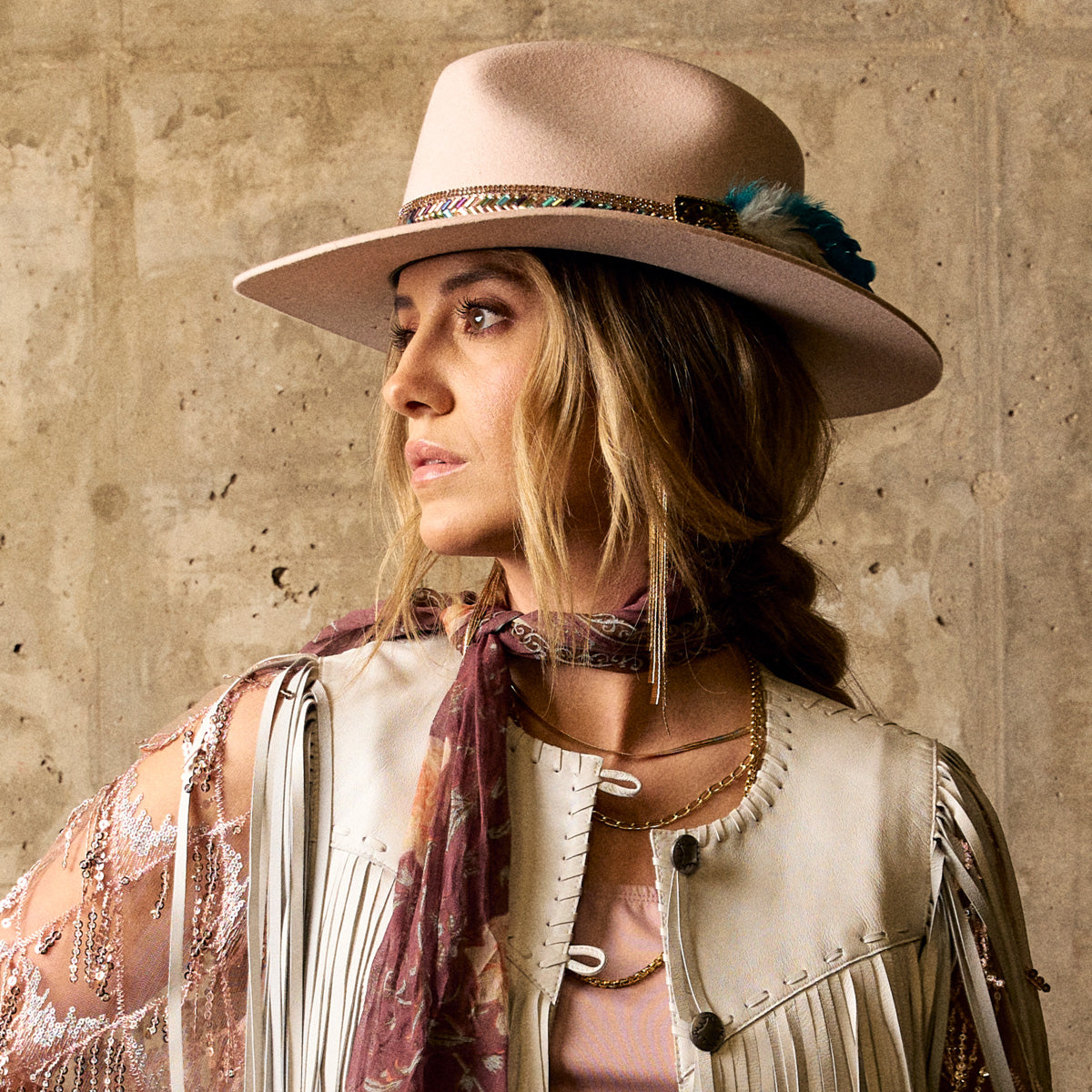 Hilbilly Hippie Fashion Hat in Powder Pink