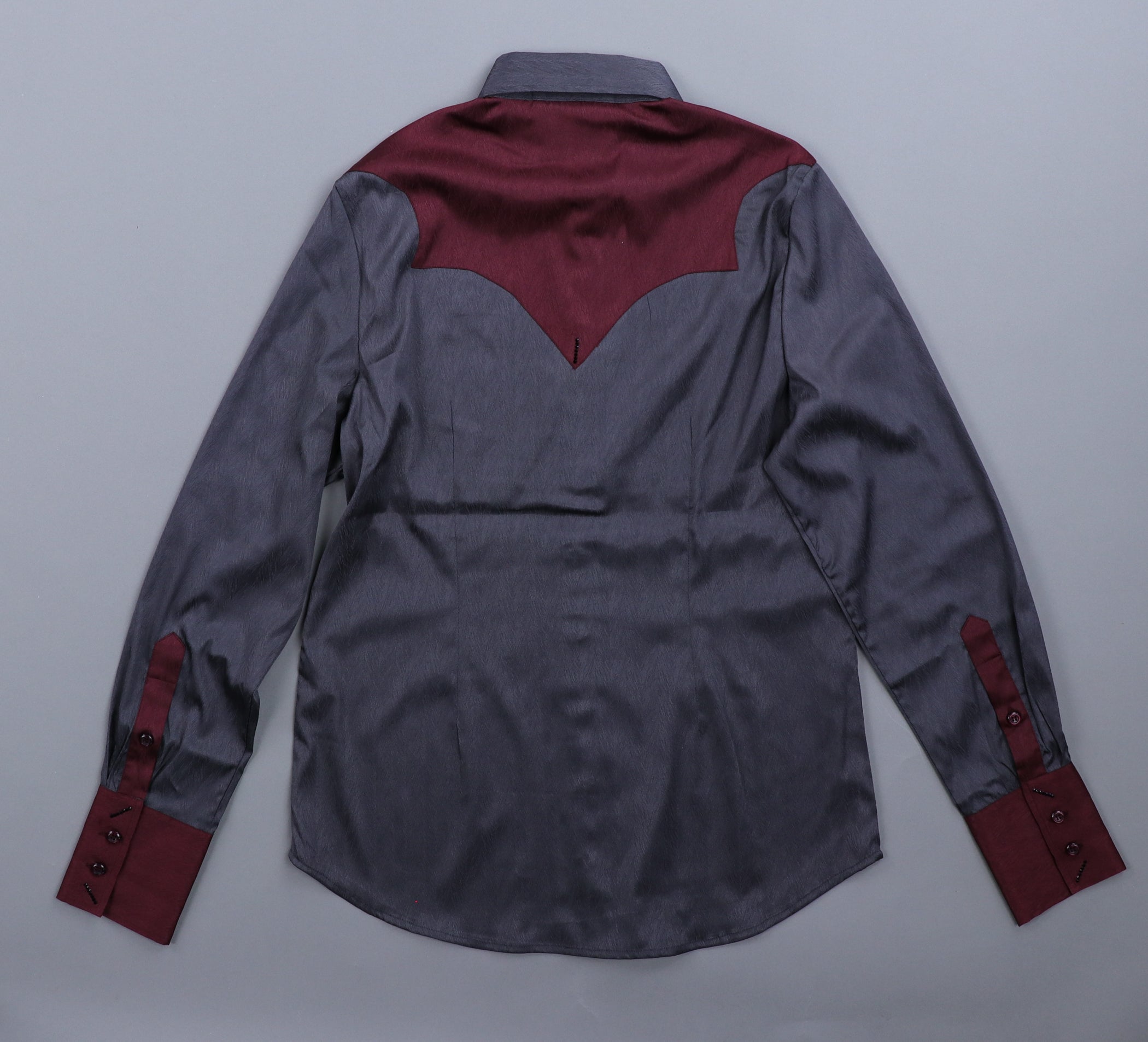 Palomino x Kultured Rider Show Shirt Grey/Burgundy Satin Chevron