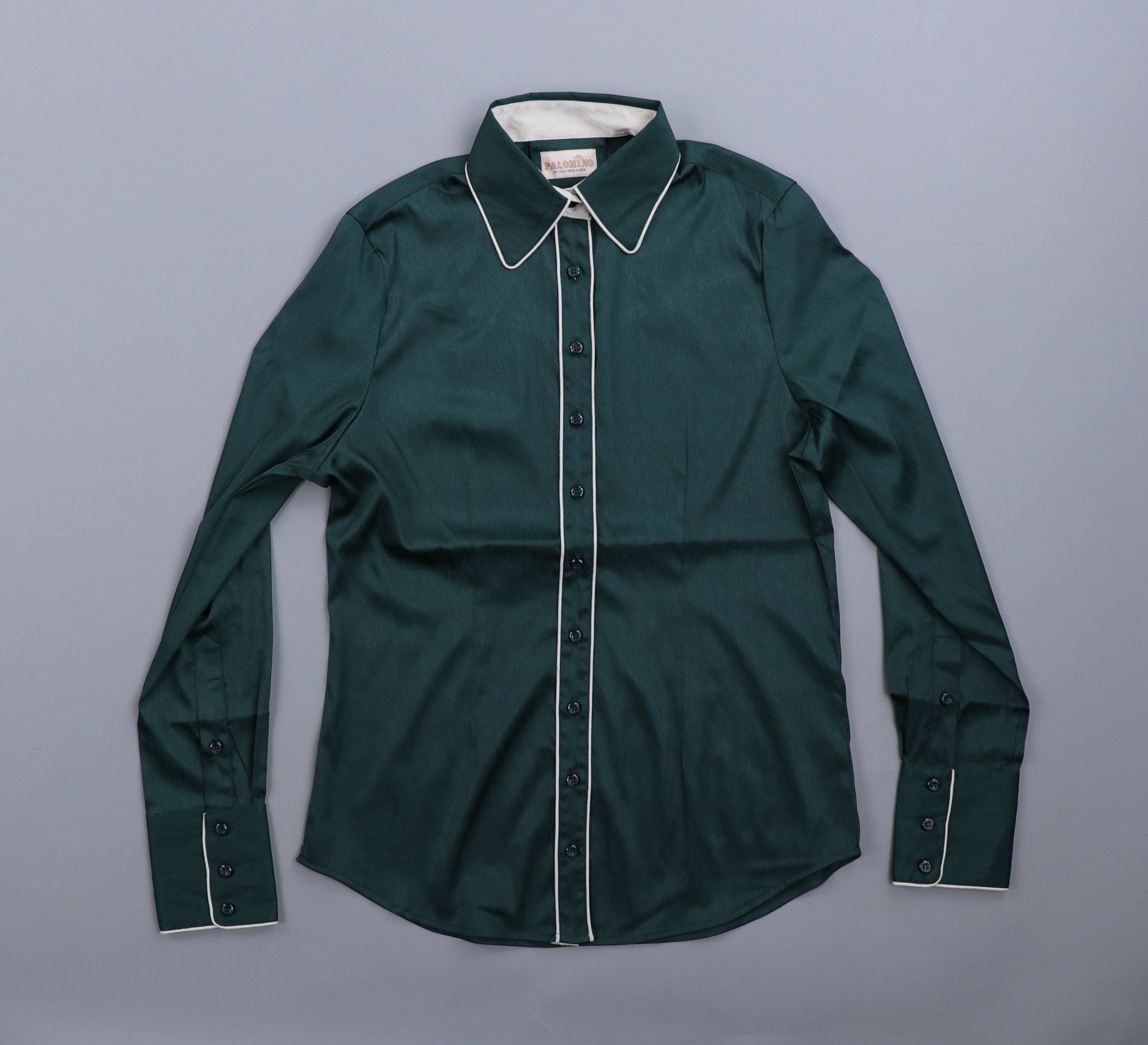 Palomino x Kultured Rider Show Shirt Hunter Green Satin Chevron