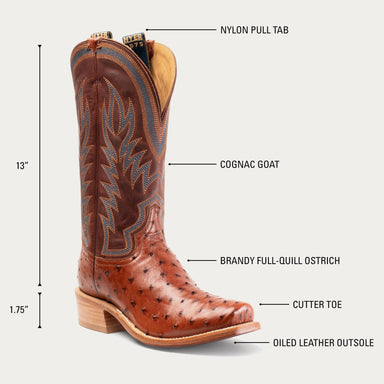 The Culver Cutter Toe Boot in Brandy Ostrich