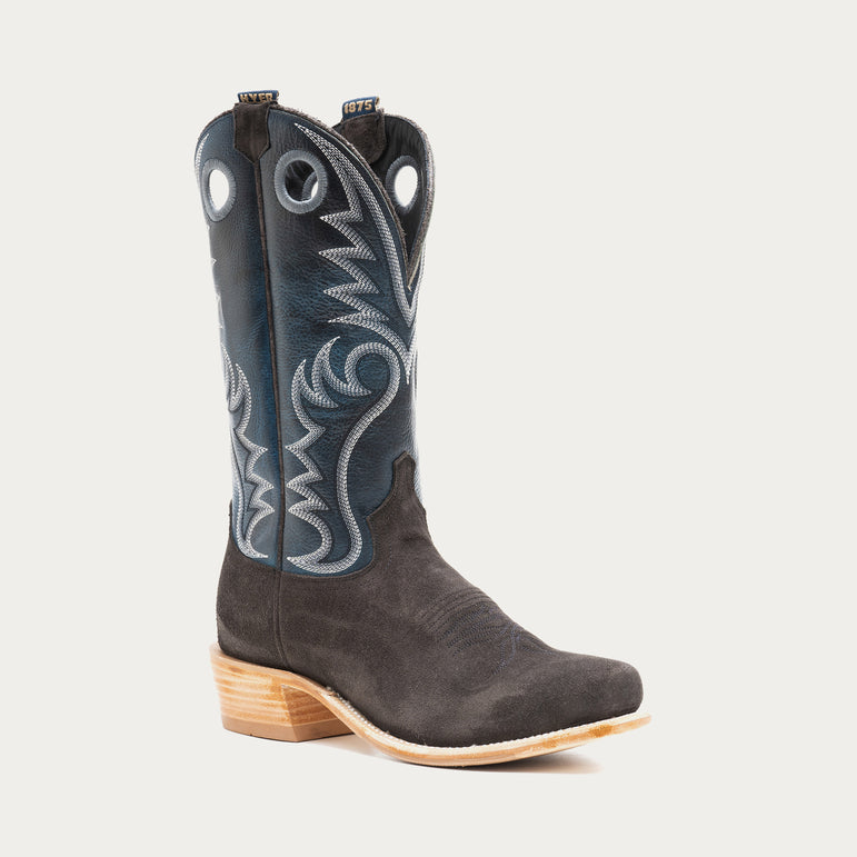 McCune Cutter Toe Long-Wear Cowboy Boot Charcoal Roughout
