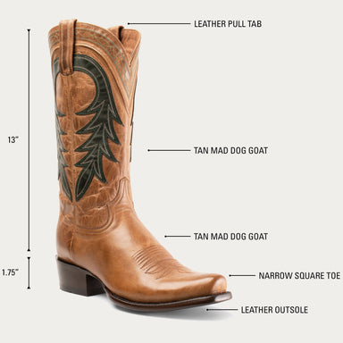 The Hudson Elite Toe Boot in Tan Mad Dog Goat