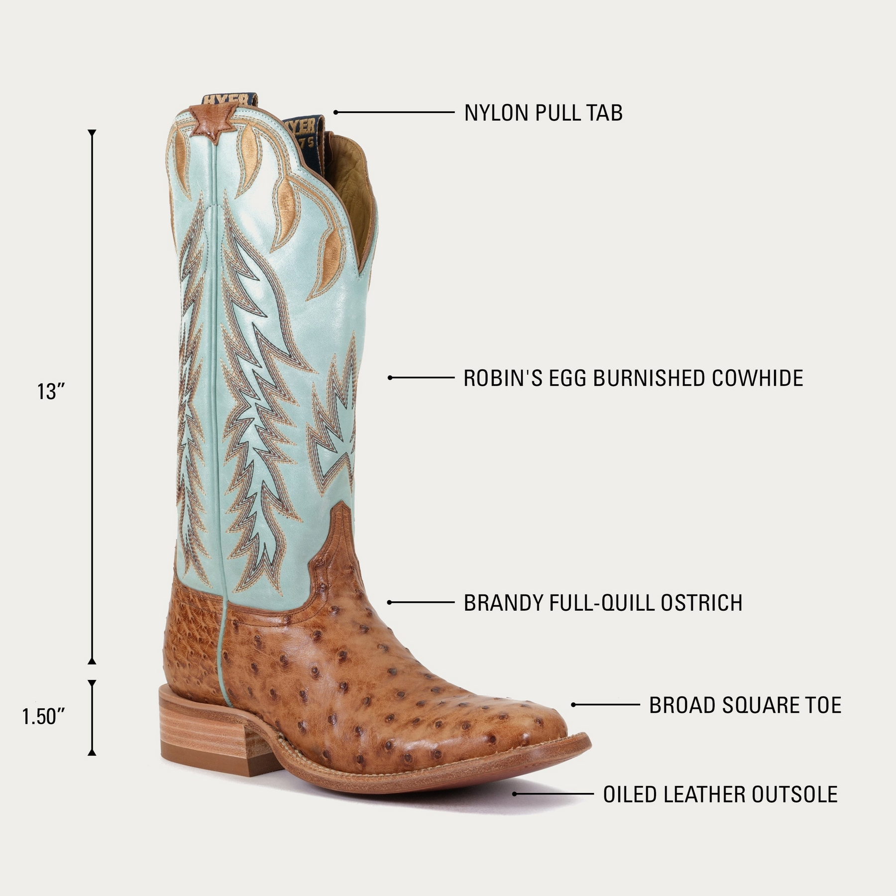 Harper Square Toe Ostrich Cowgirl Boot