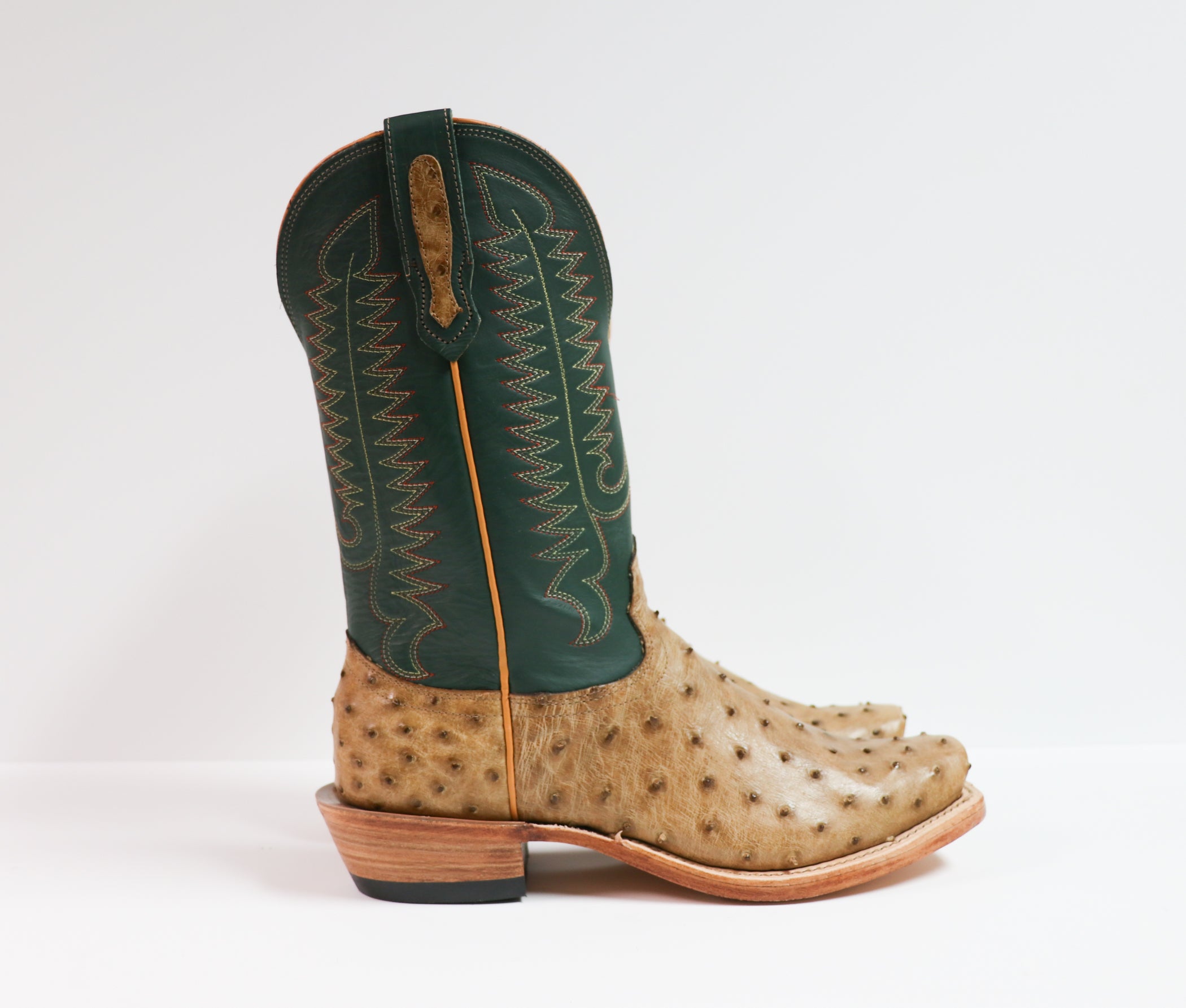 Antique Saddle Ostrich Cutter Toe Boot