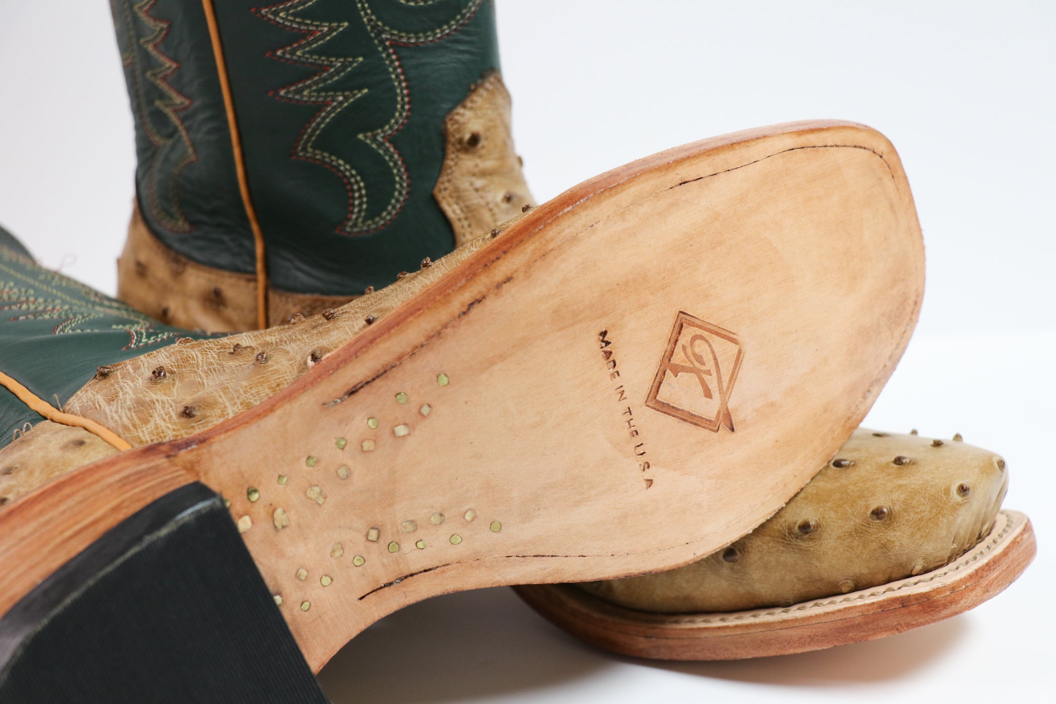 Antique Saddle Ostrich Cutter Toe Boot