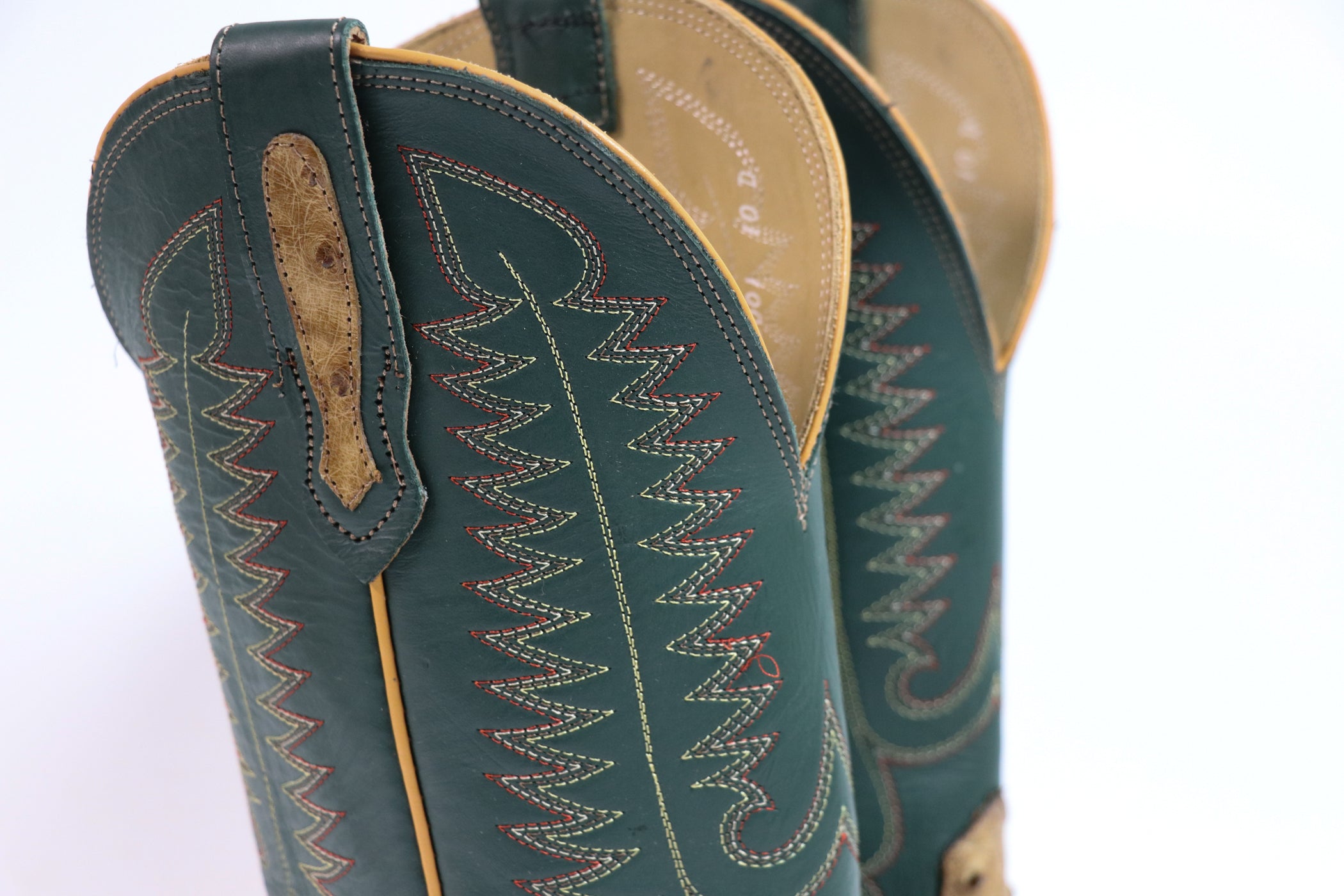 Antique Saddle Ostrich Cutter Toe Boot