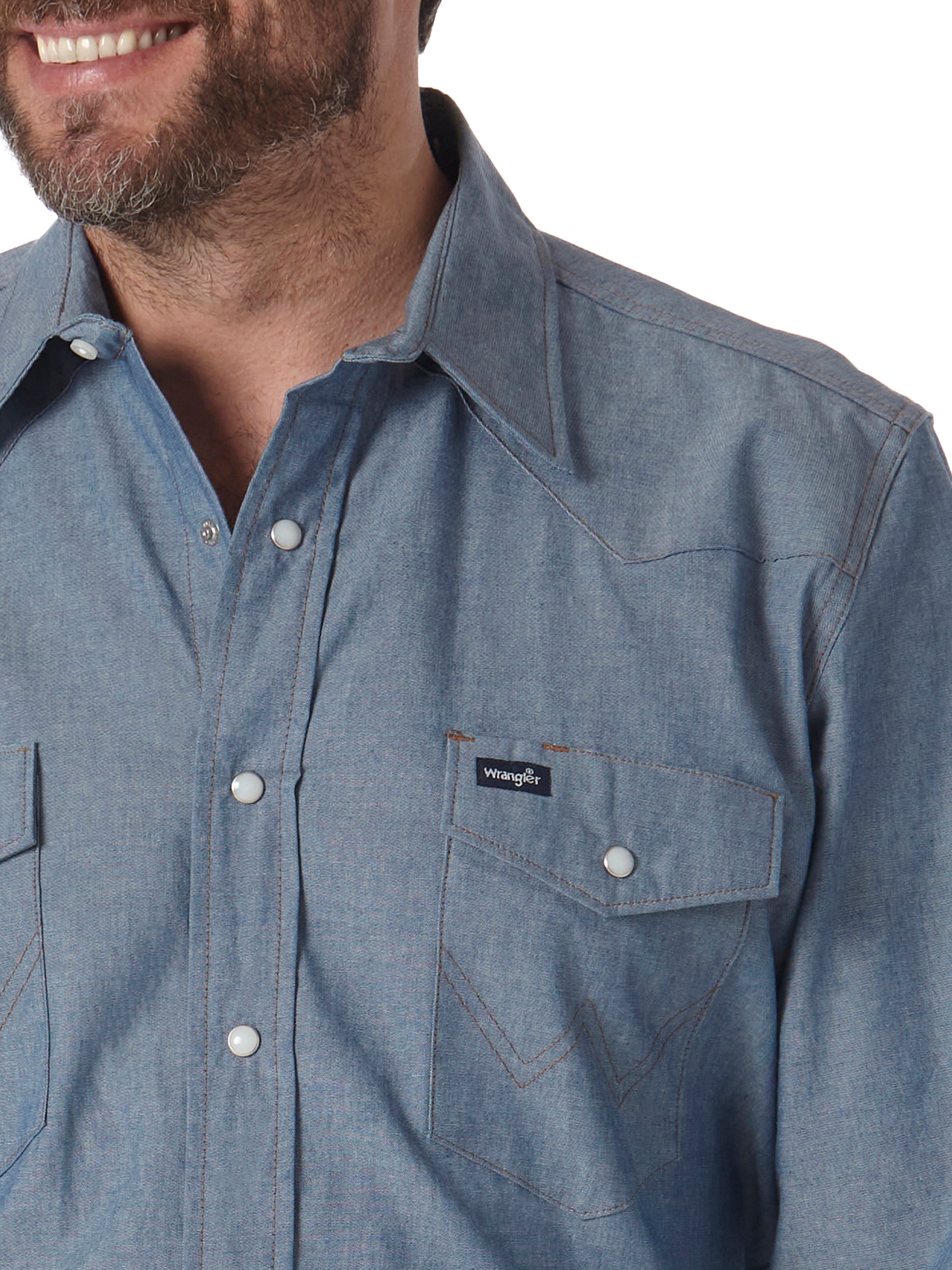 Cowboy Cut Firm Finish Long Sleeve Western Shirt Chambray