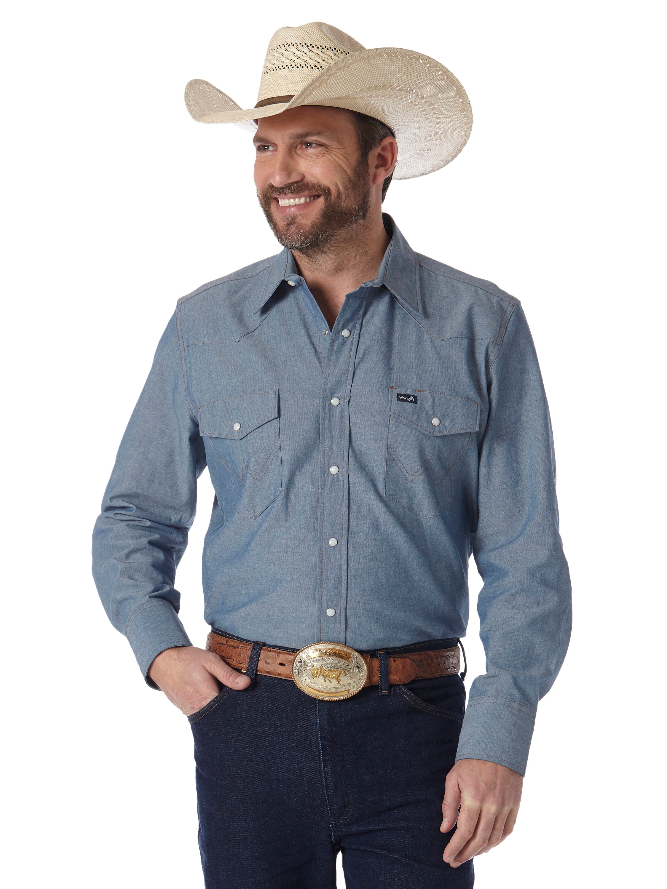 Cowboy Cut Firm Finish Long Sleeve Western Shirt Chambray