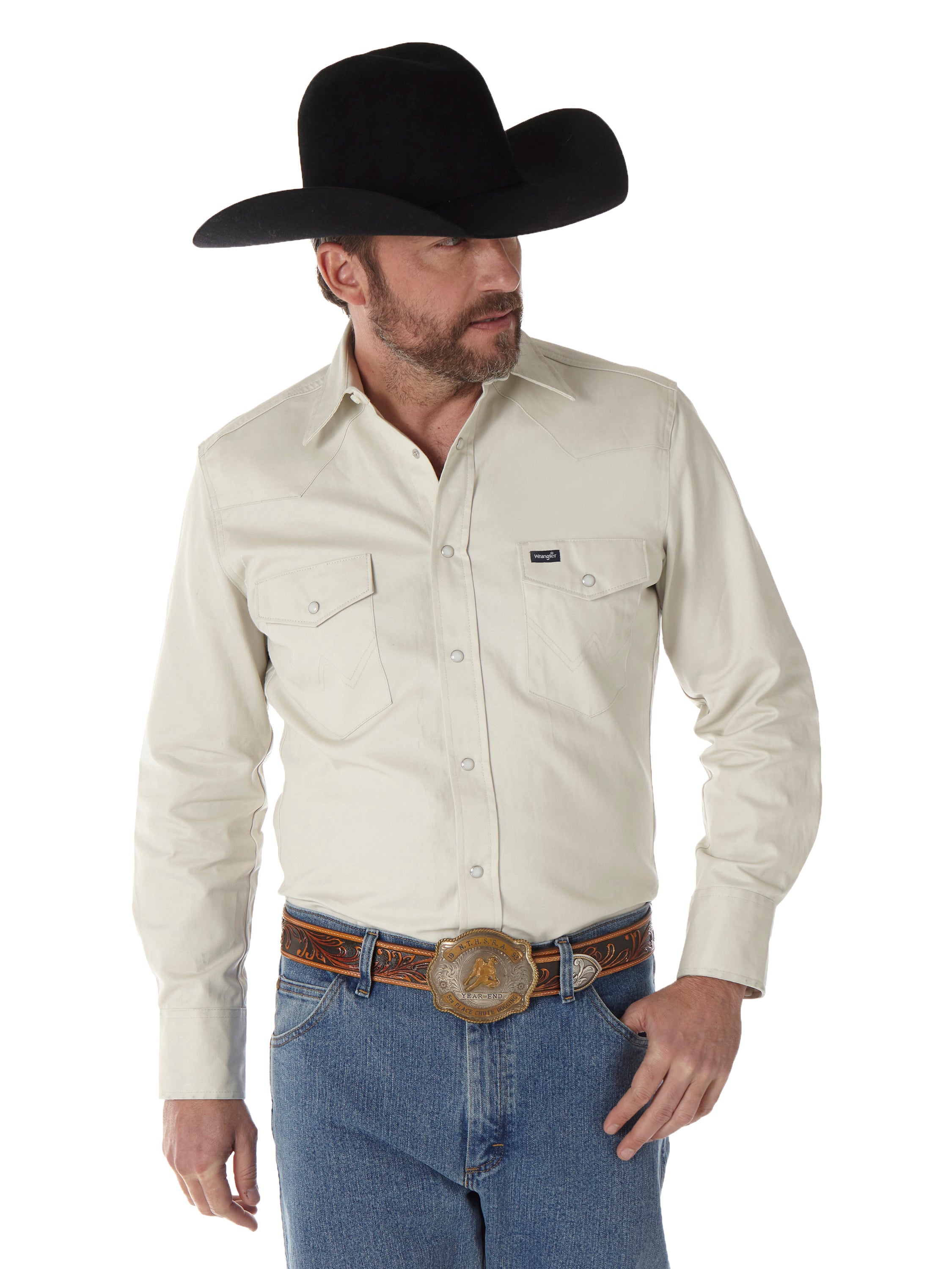 Cowboy Cut Firm Finish Long Sleeve Western Shirt Stone