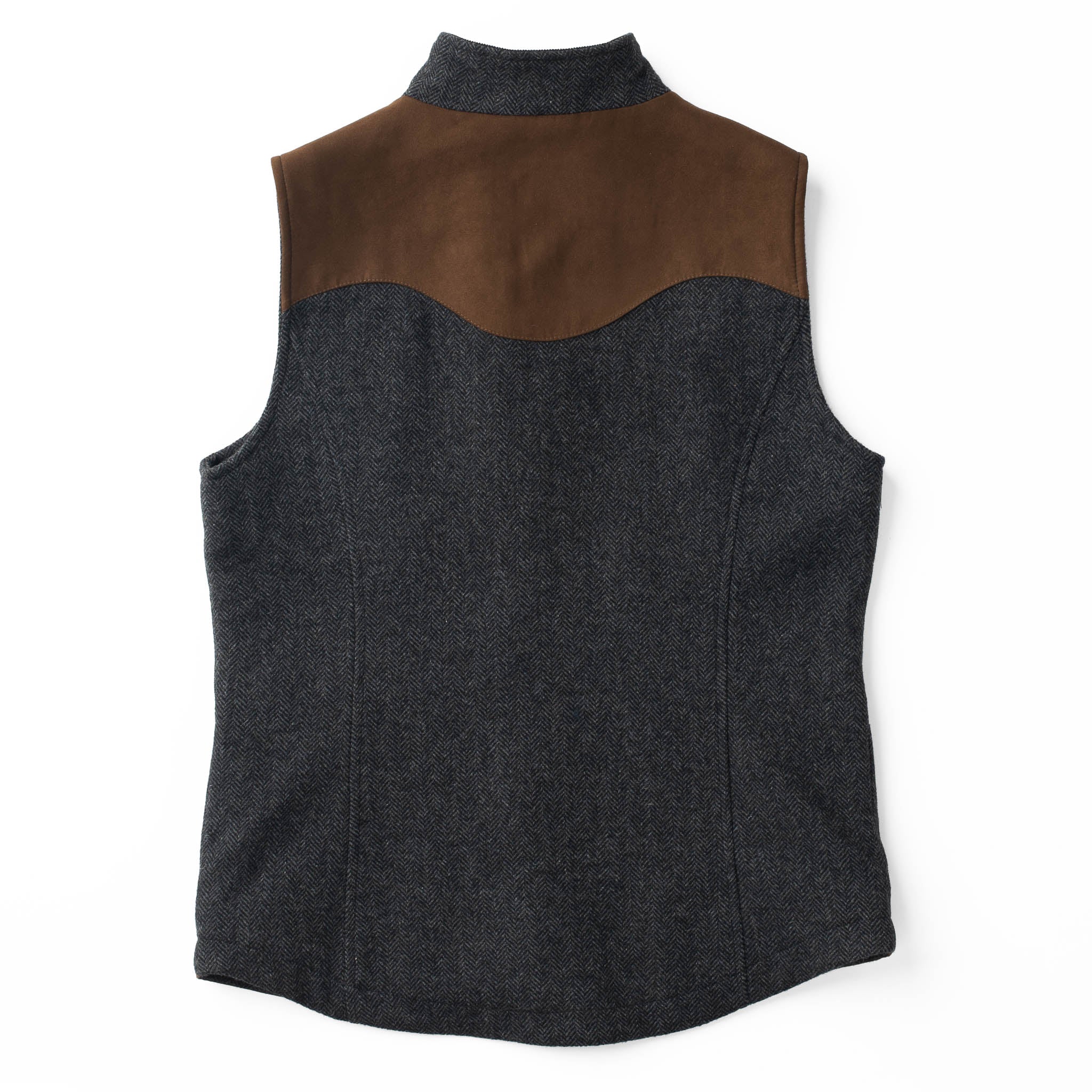 Channel Wool Vest in Charcoal Herringbone
