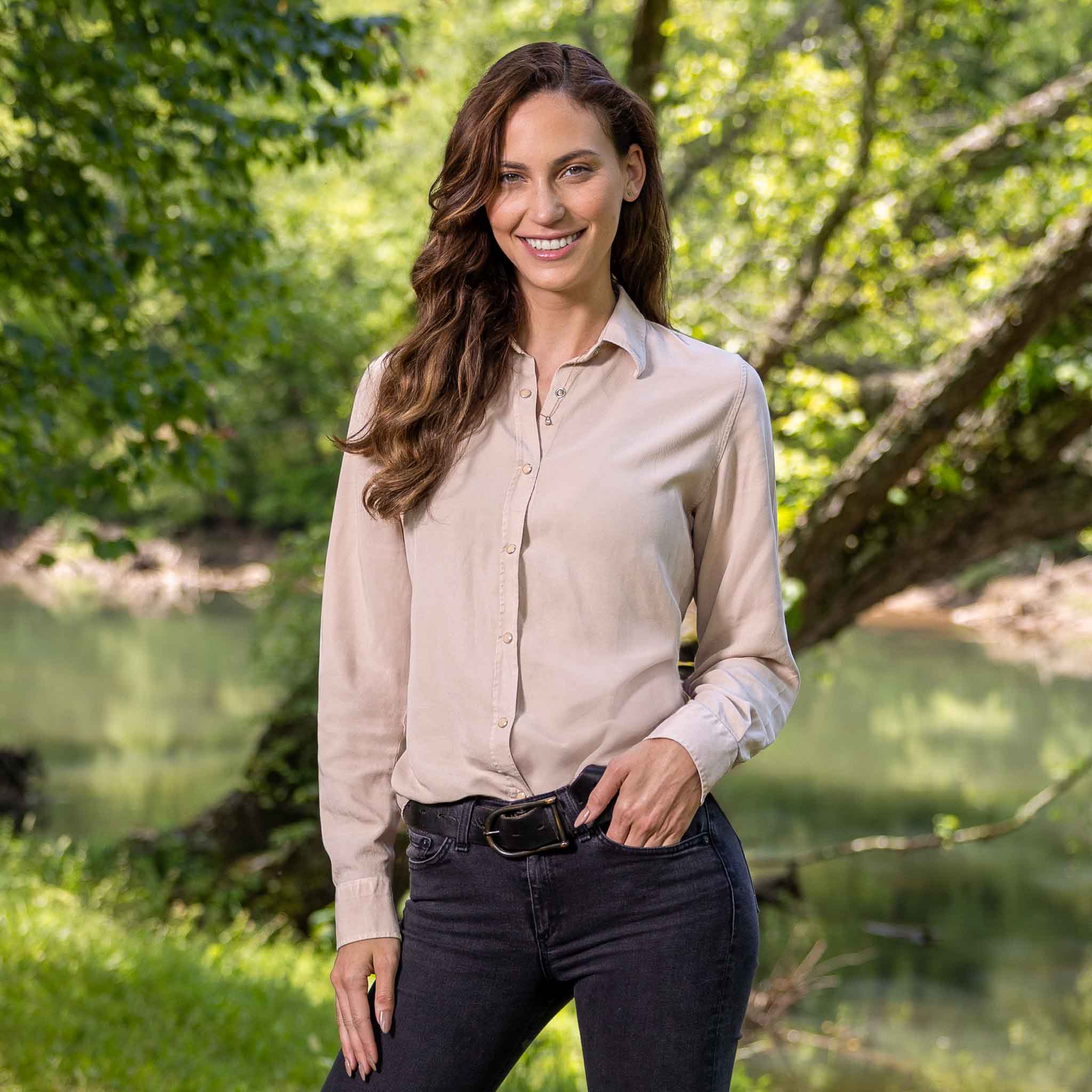 Claire Solid Shirt in Ivory