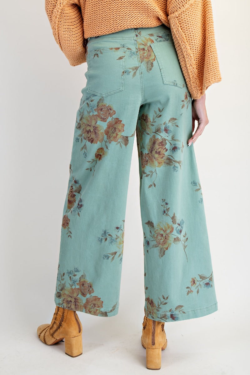 Floral Printed Washed Jeans