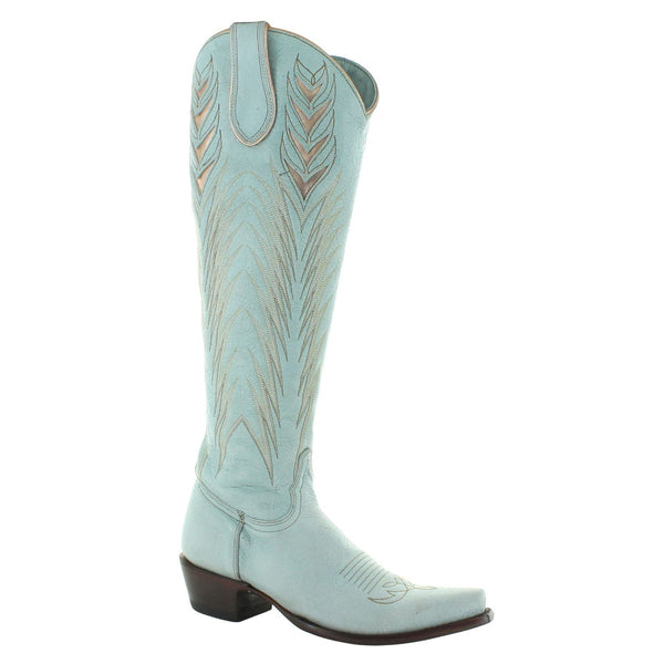 Emmer Tall Cowgirl Boots in Light Blue