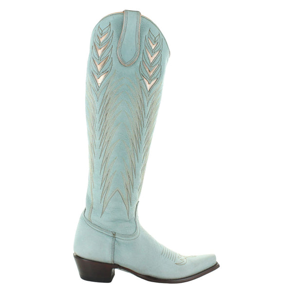Emmer Tall Cowgirl Boots in Light Blue