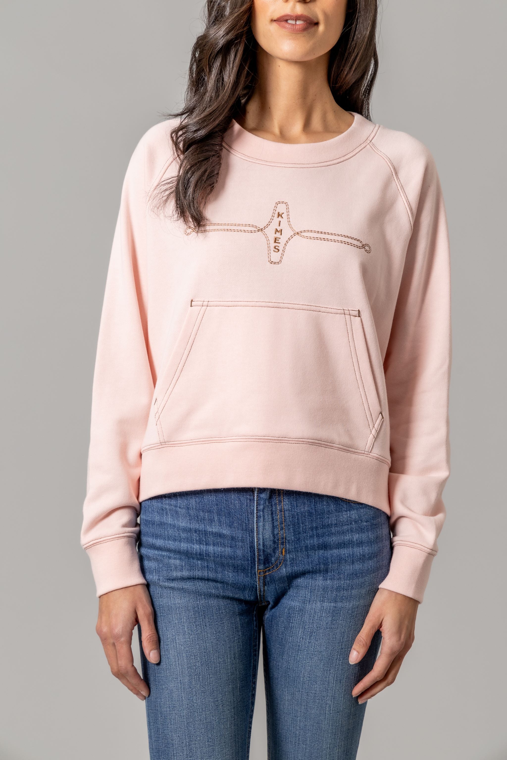 Gracie Cropped Crewneck in Pink