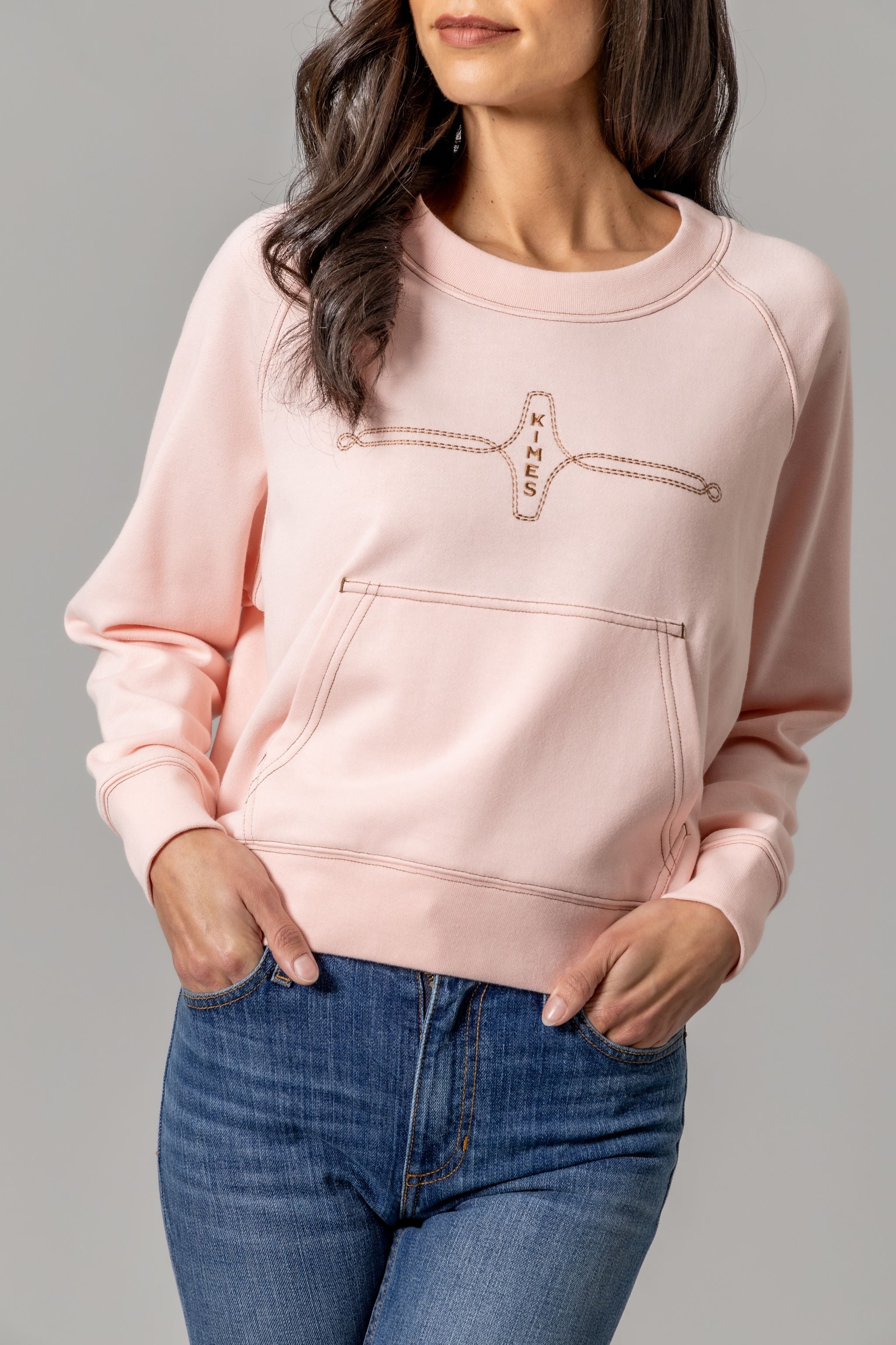 Gracie Cropped Crewneck in Pink