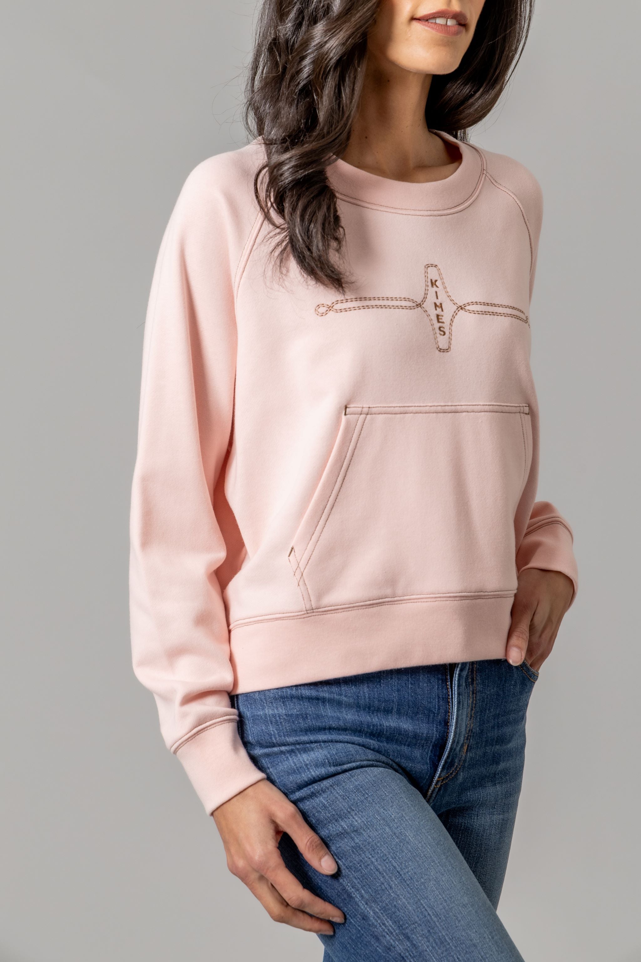 Gracie Cropped Crewneck in Pink