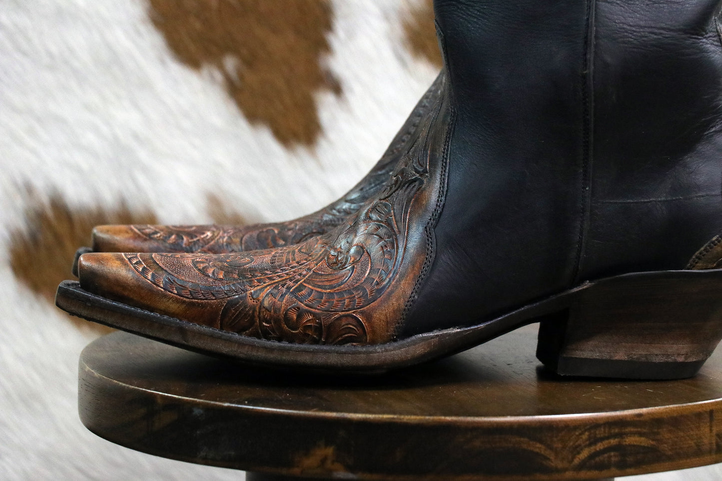HTP-228 Hand Tooled Vamp Shorty Zipper Boots