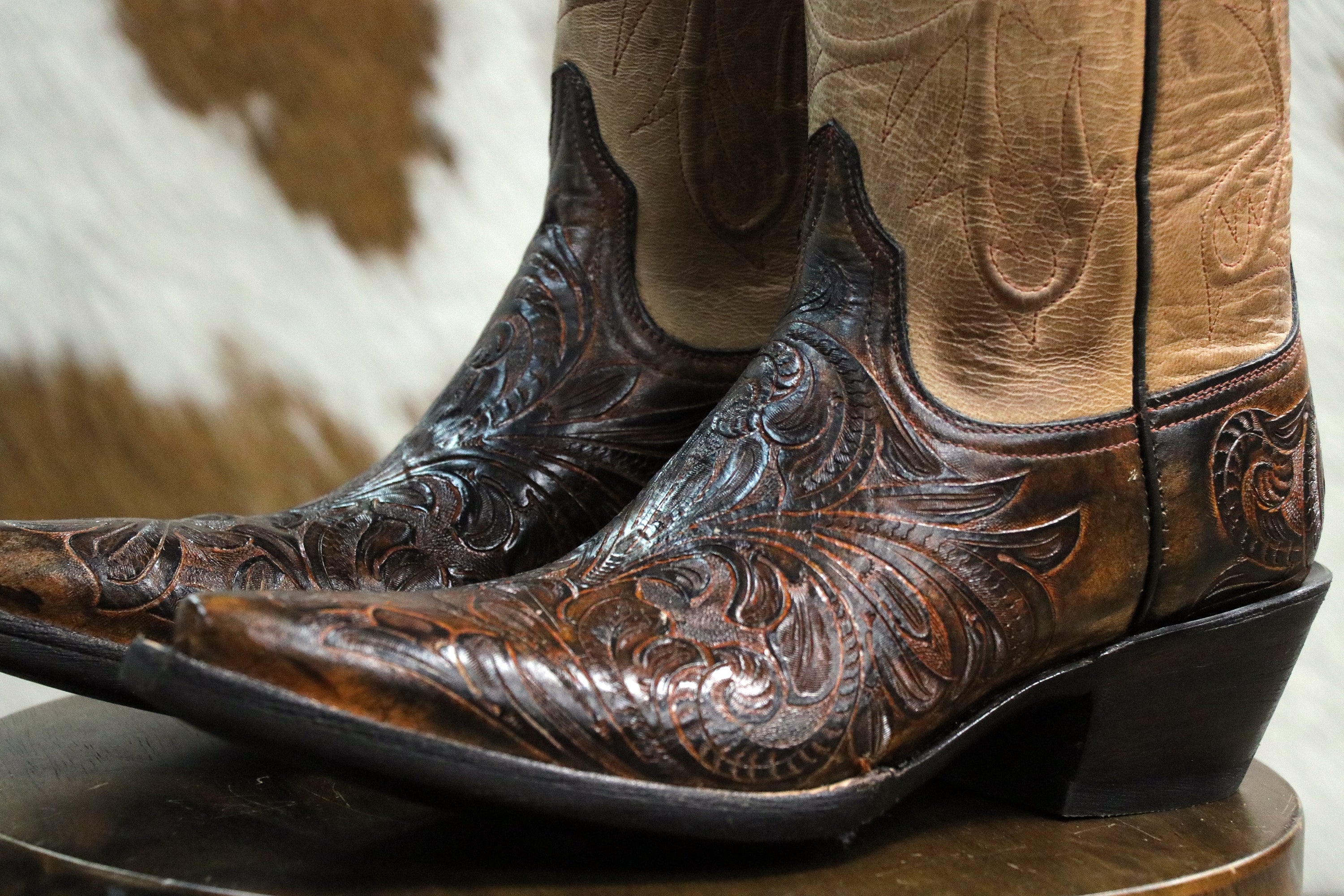 HTP-146 Hand Tooled Vamp Cowgirl Boots