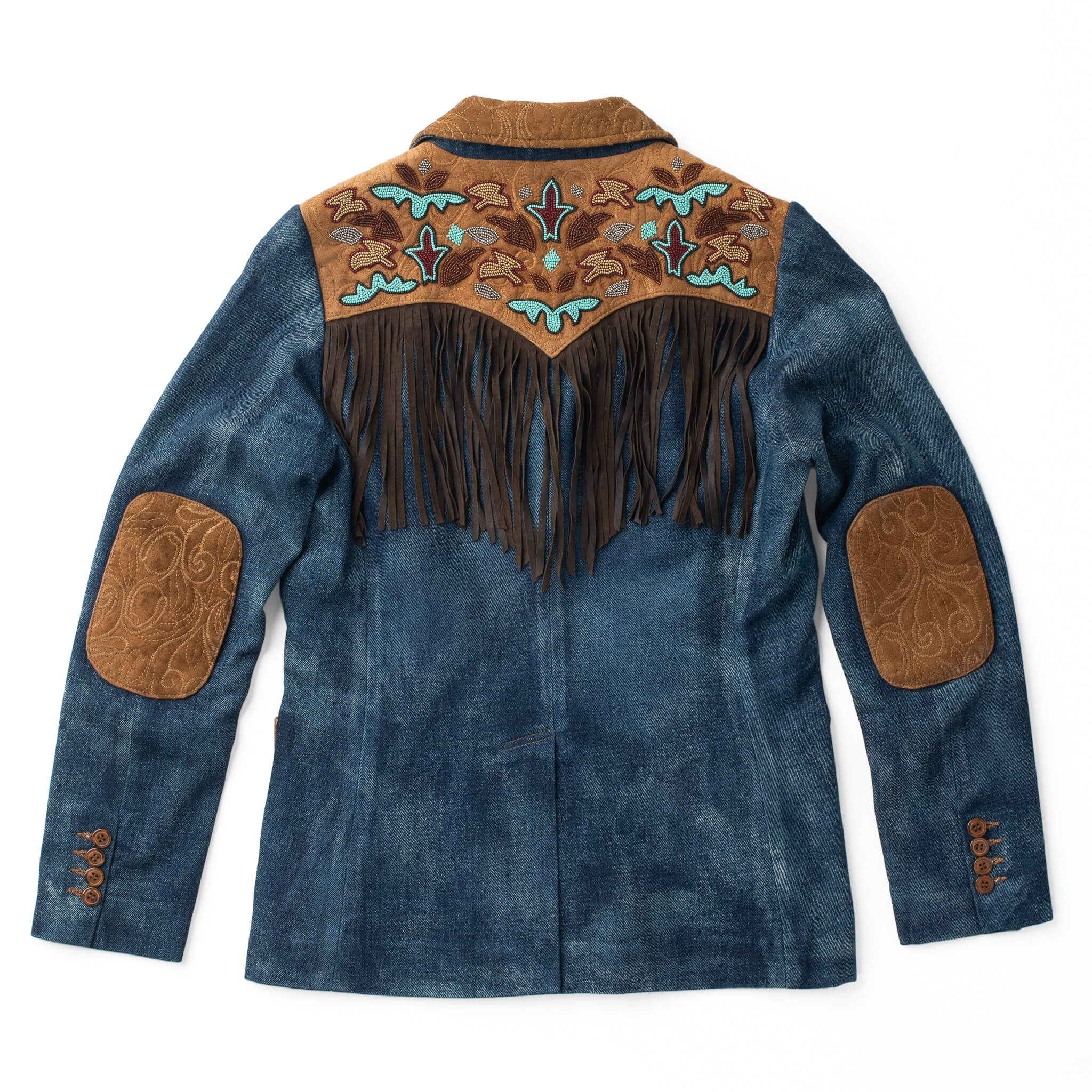 Jane Beaded Denim & Leather Jacket