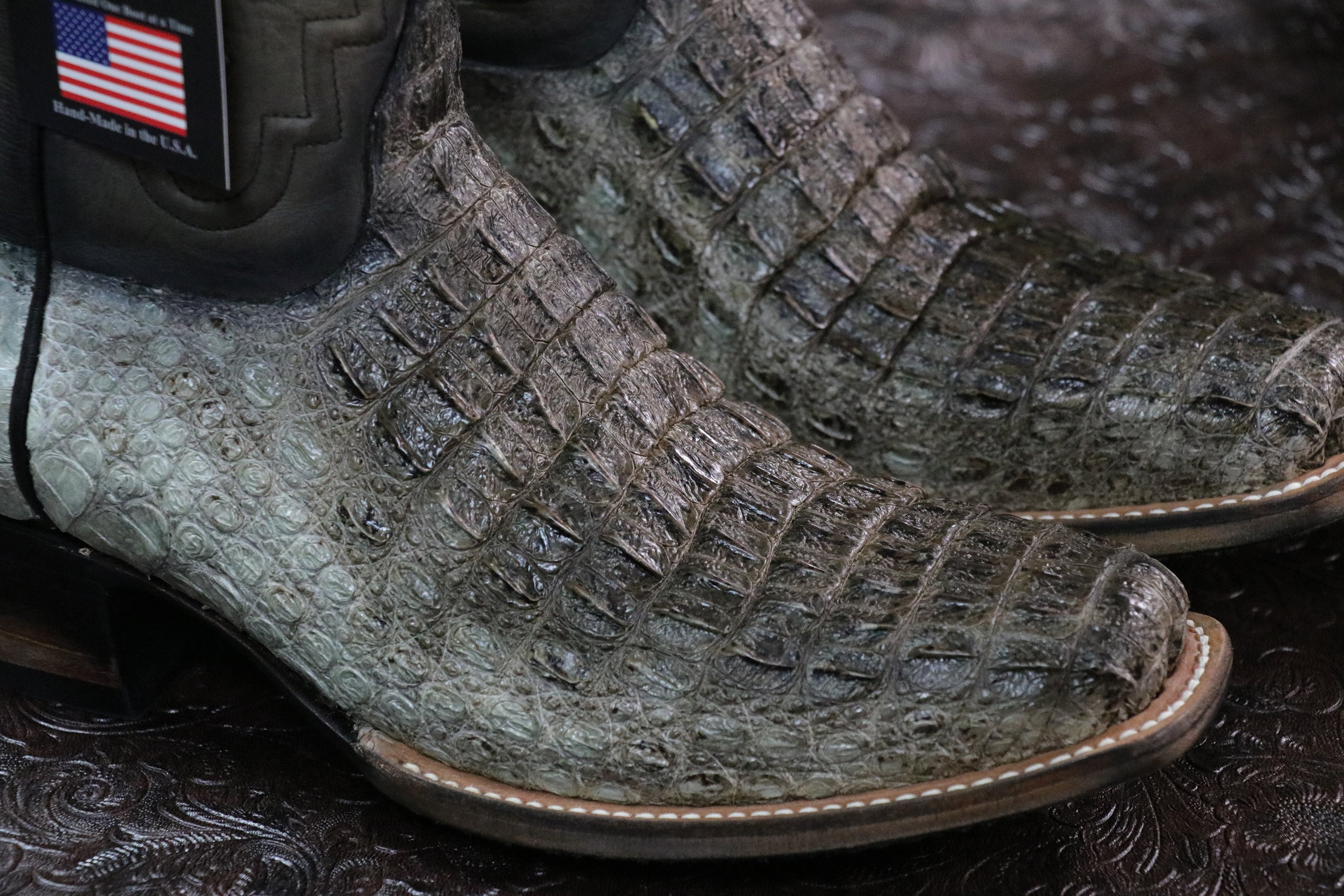 7721 Natural Hornback Caiman Cowboy Boot
