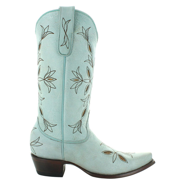 Olive Cowgirl Boots in Light Blue