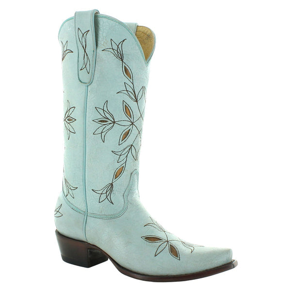 Olive Cowgirl Boots in Light Blue