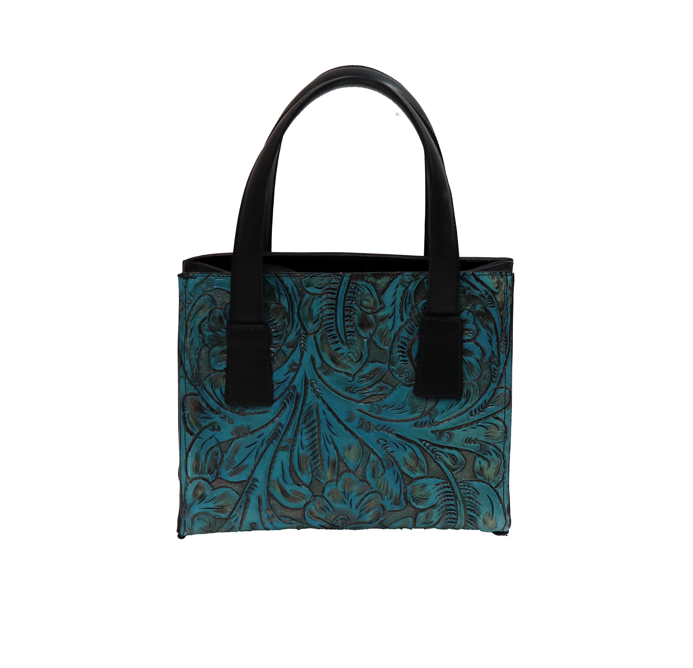 Tooled Turquoise & Black Reversible Handbag
