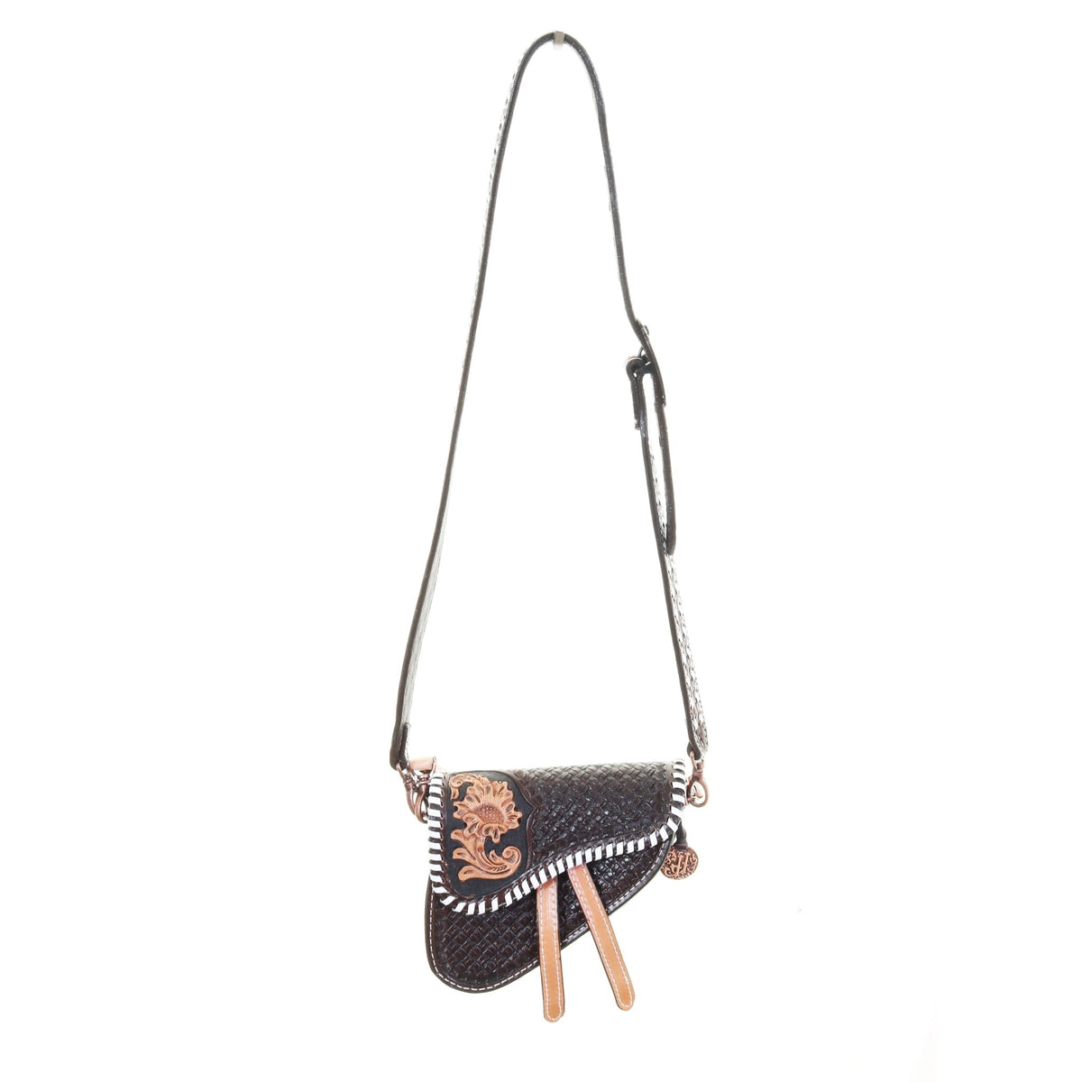 Natural Floral Saddle Purse