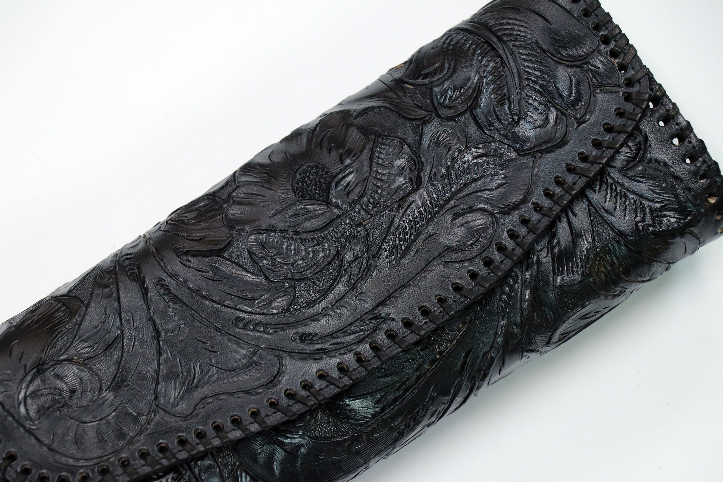 Hand Tooled Clutch in Black