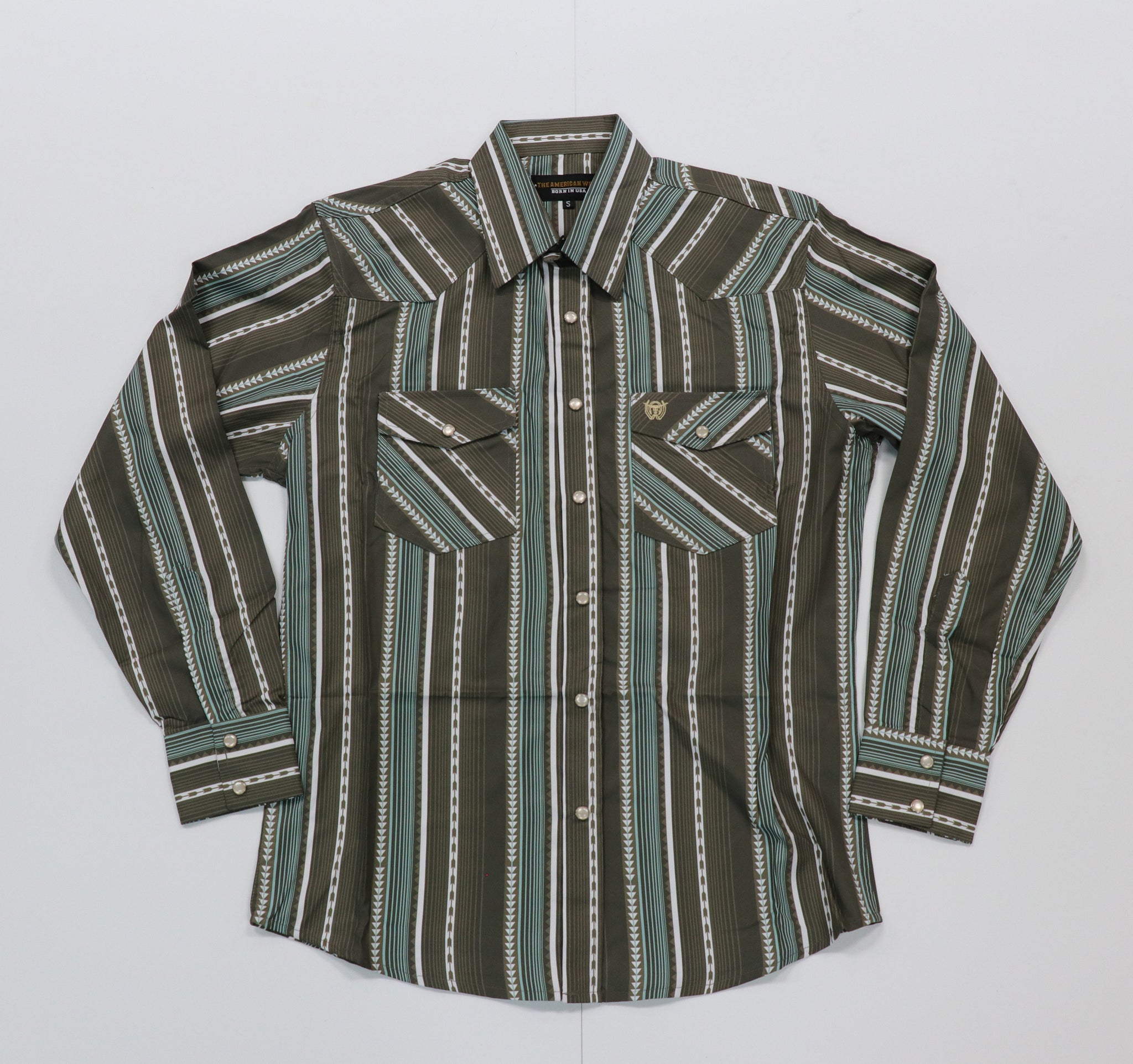 Chemise Western Miller Miller Miller – Col Snap 16.5-34 – Rayures Bleu Blanc