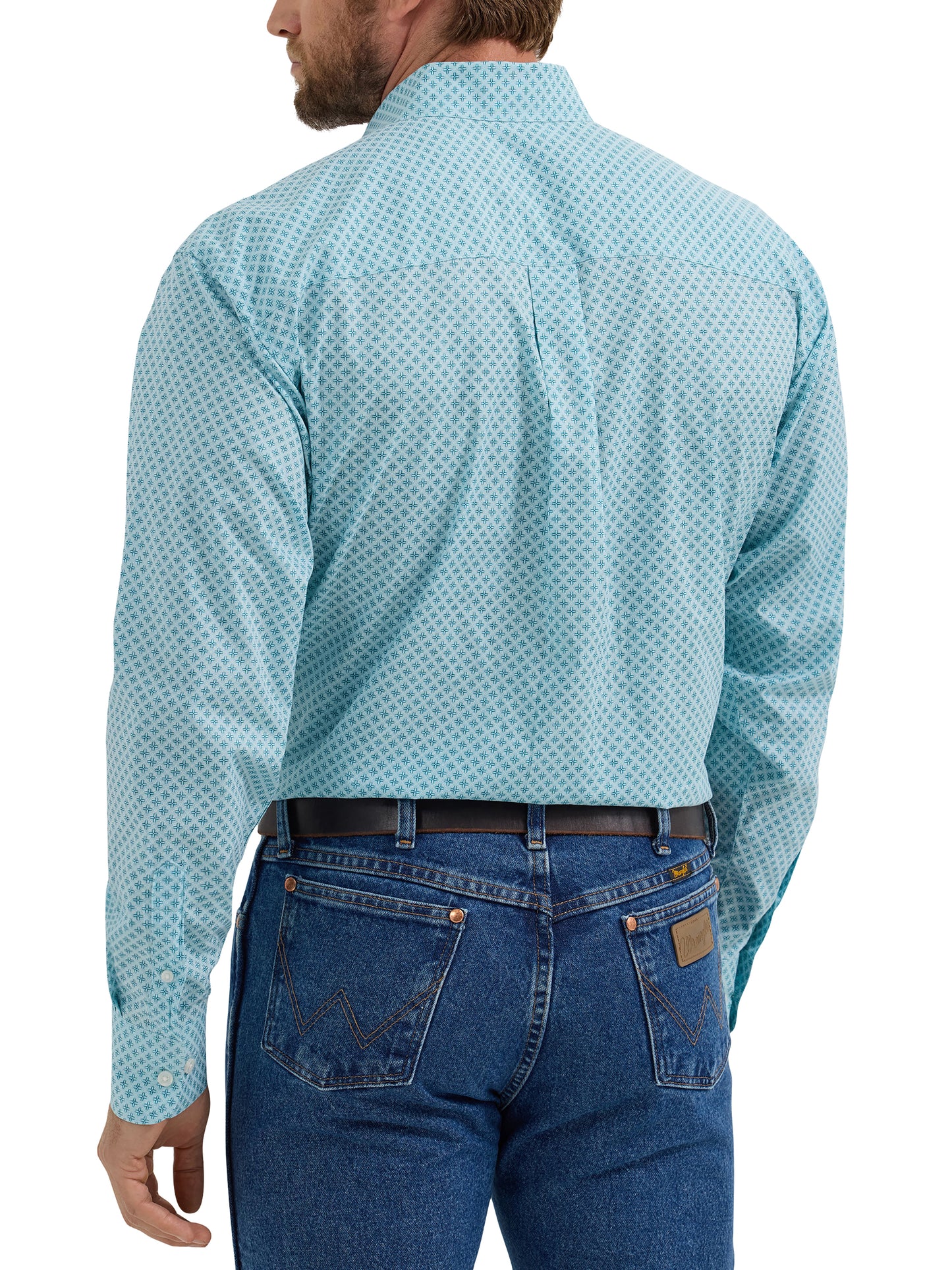 Wrangler Classics Western Button Down in Turquoise Print