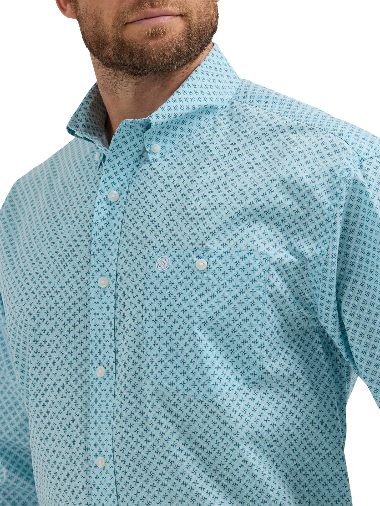 Wrangler Classics Western Button Down in Turquoise Print