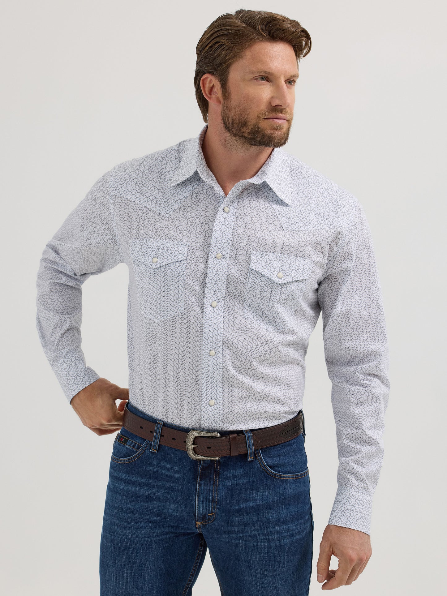 20X Advanced Comfort Western Shirt in White Feather