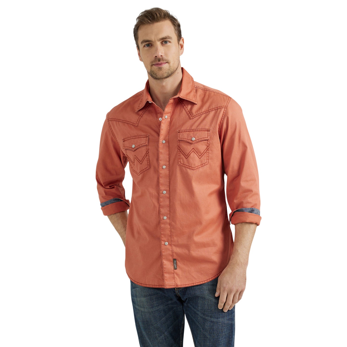 Retro Premium Western Snap Shirt in Rust