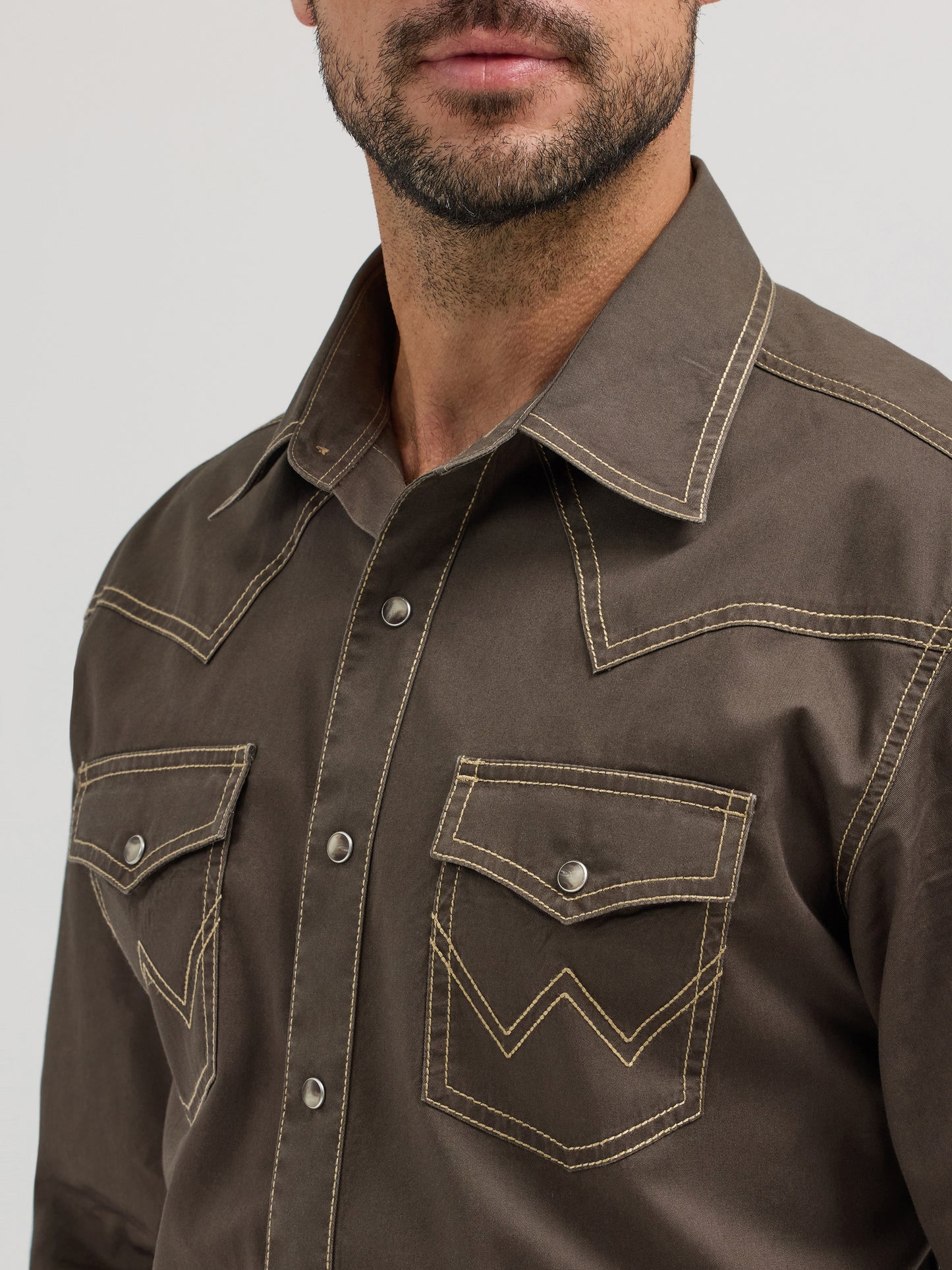 Retro Premium Western Snap Shirt in Black Olive