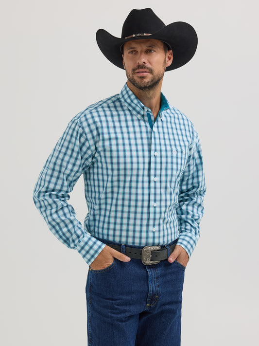 Wrangler George Strait Western Shirt - Blue Plaid