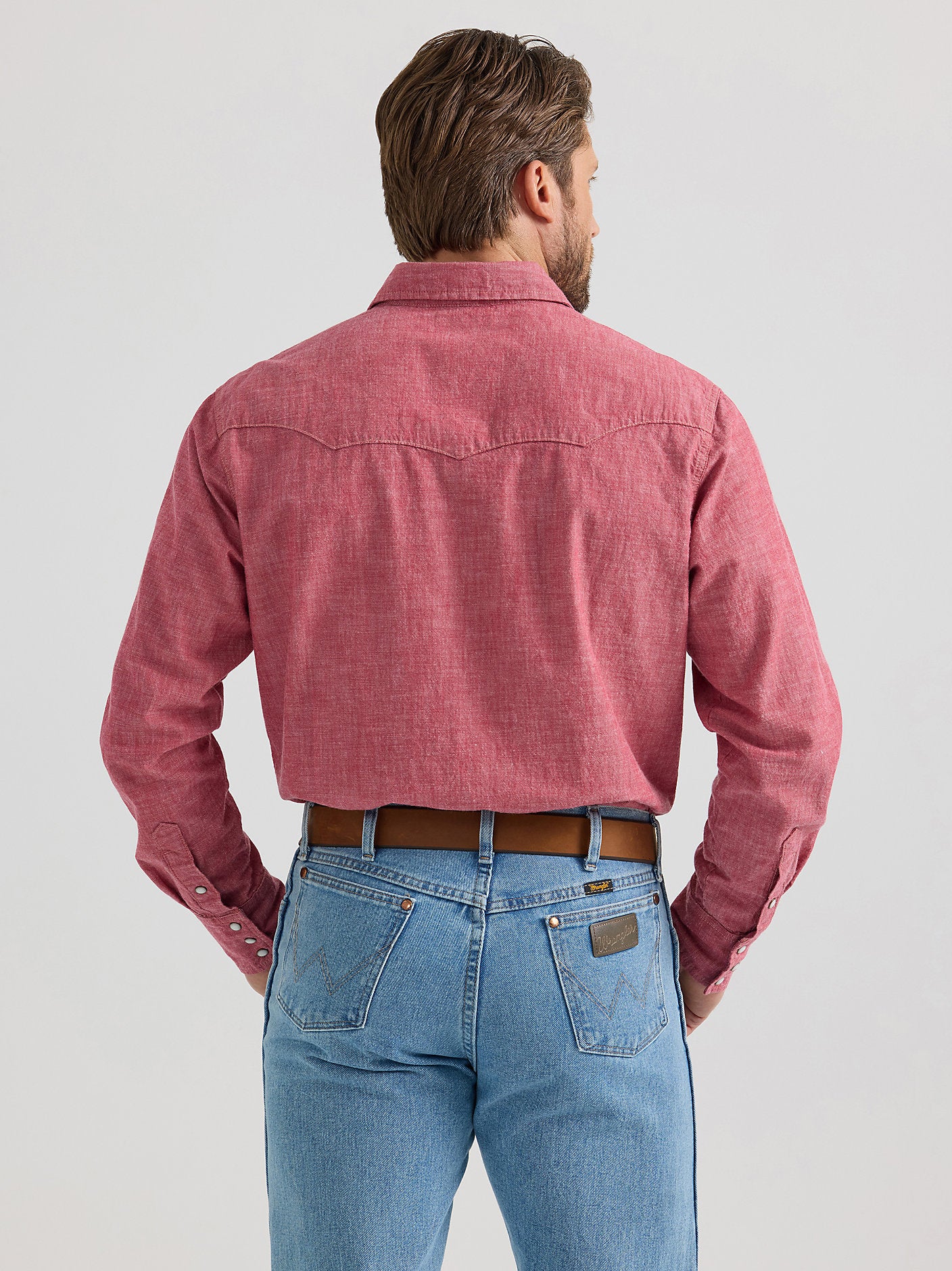 Vintage Inspired Western Snap Workshirt - Chambray Red