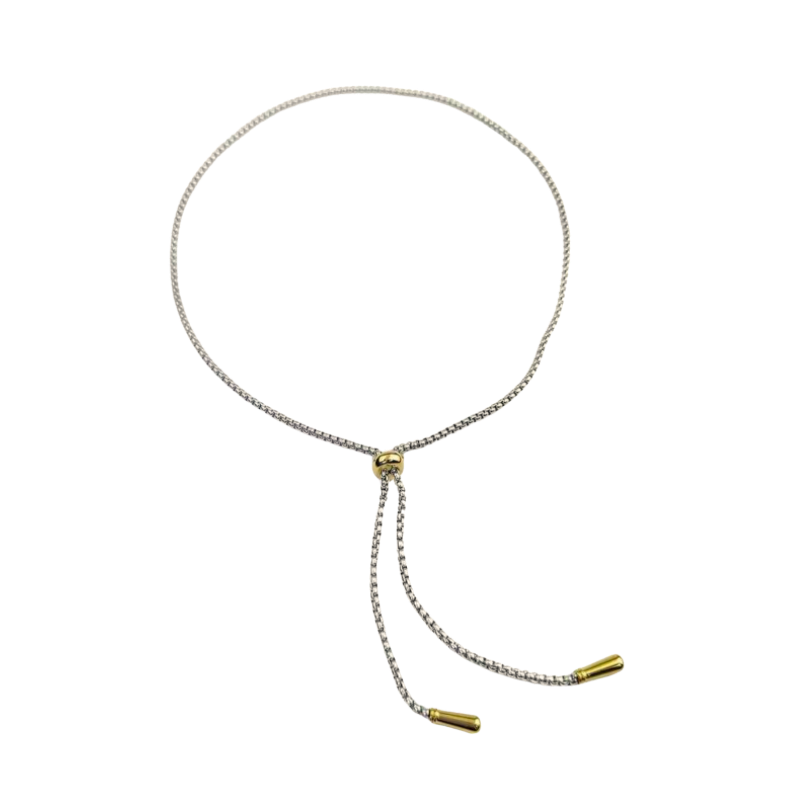 Two Tone Box Chain Lariat Necklace