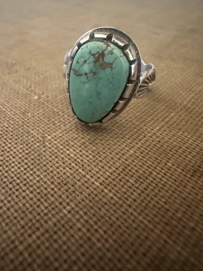 #8 Turquoise Ring Stamped Band